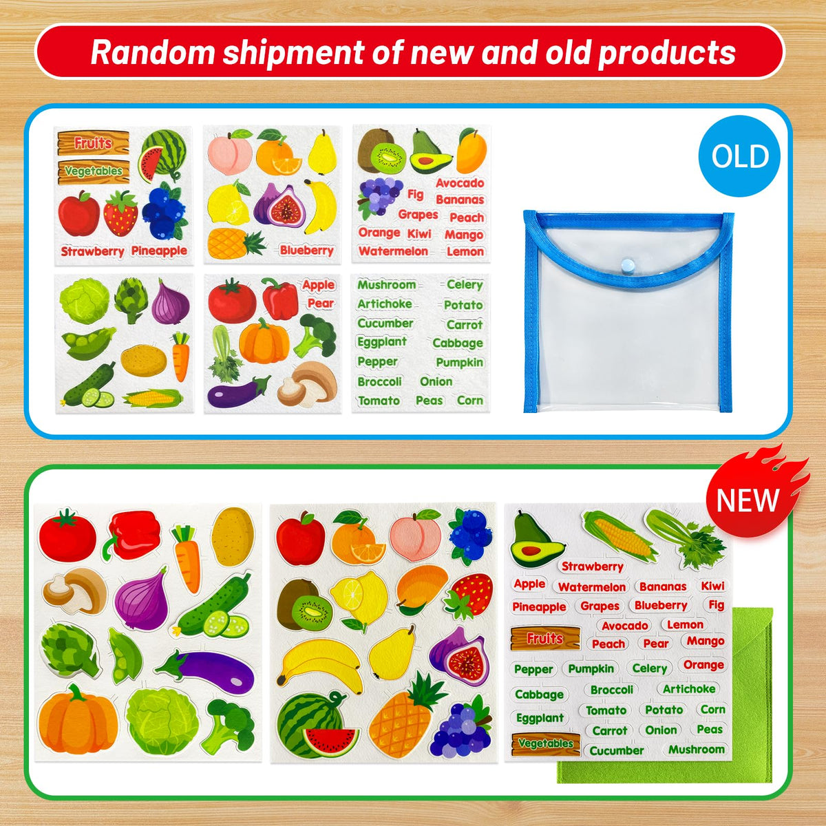 PENGFULL Felt Fruits & Vegetables Learning Pieces – 62 Felt Pieces for Kindergarten, Preschool, Toddlers