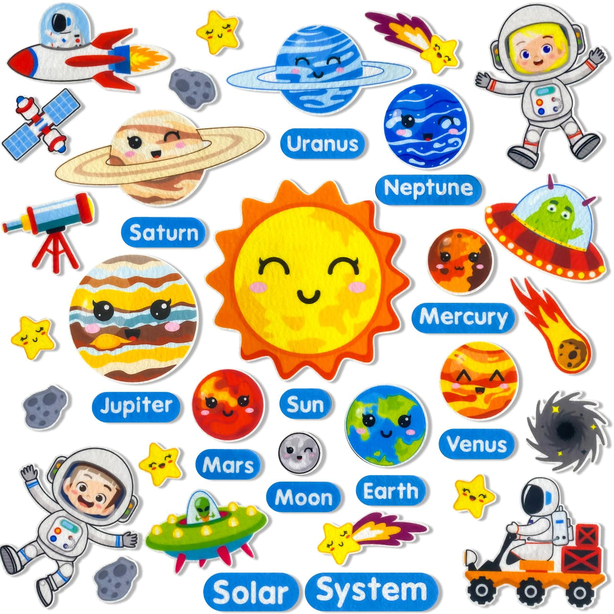 PENGFULL Felt Flannel Board Solar System Story Pieces for Toddlers & Preschool