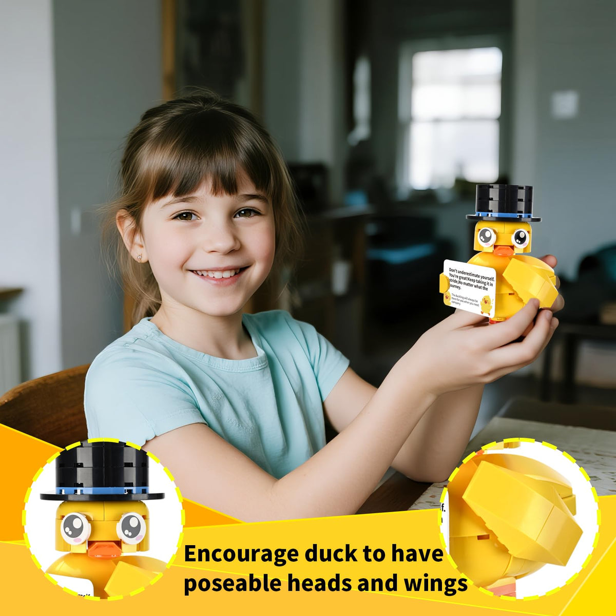 PENIXEL Valentine's Day Gifts for Him & Her – Encourage Duck Building Blocks Set + DIY Love Note Card