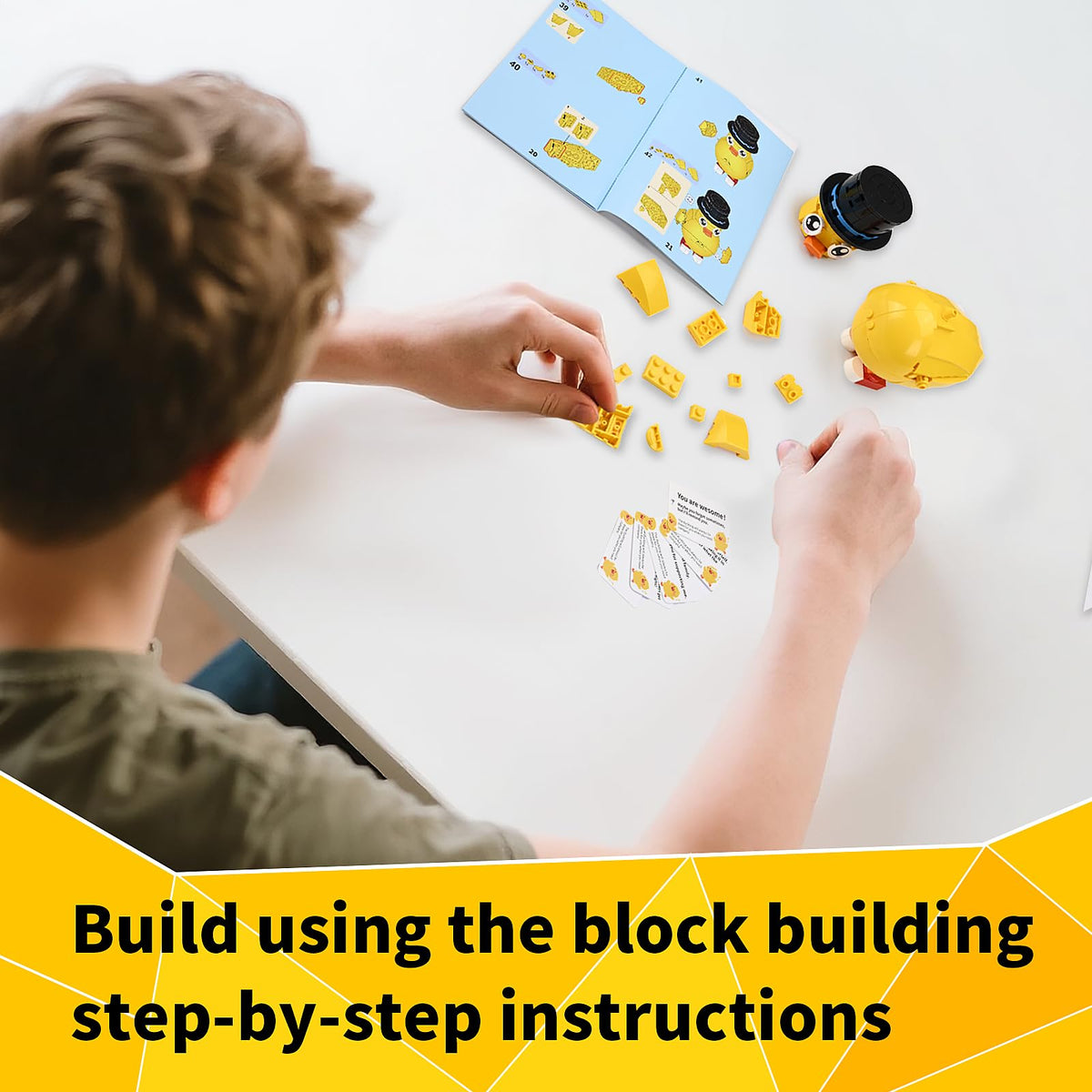 PENIXEL Valentine's Day Gifts for Him & Her – Encourage Duck Building Blocks Set + DIY Love Note Card