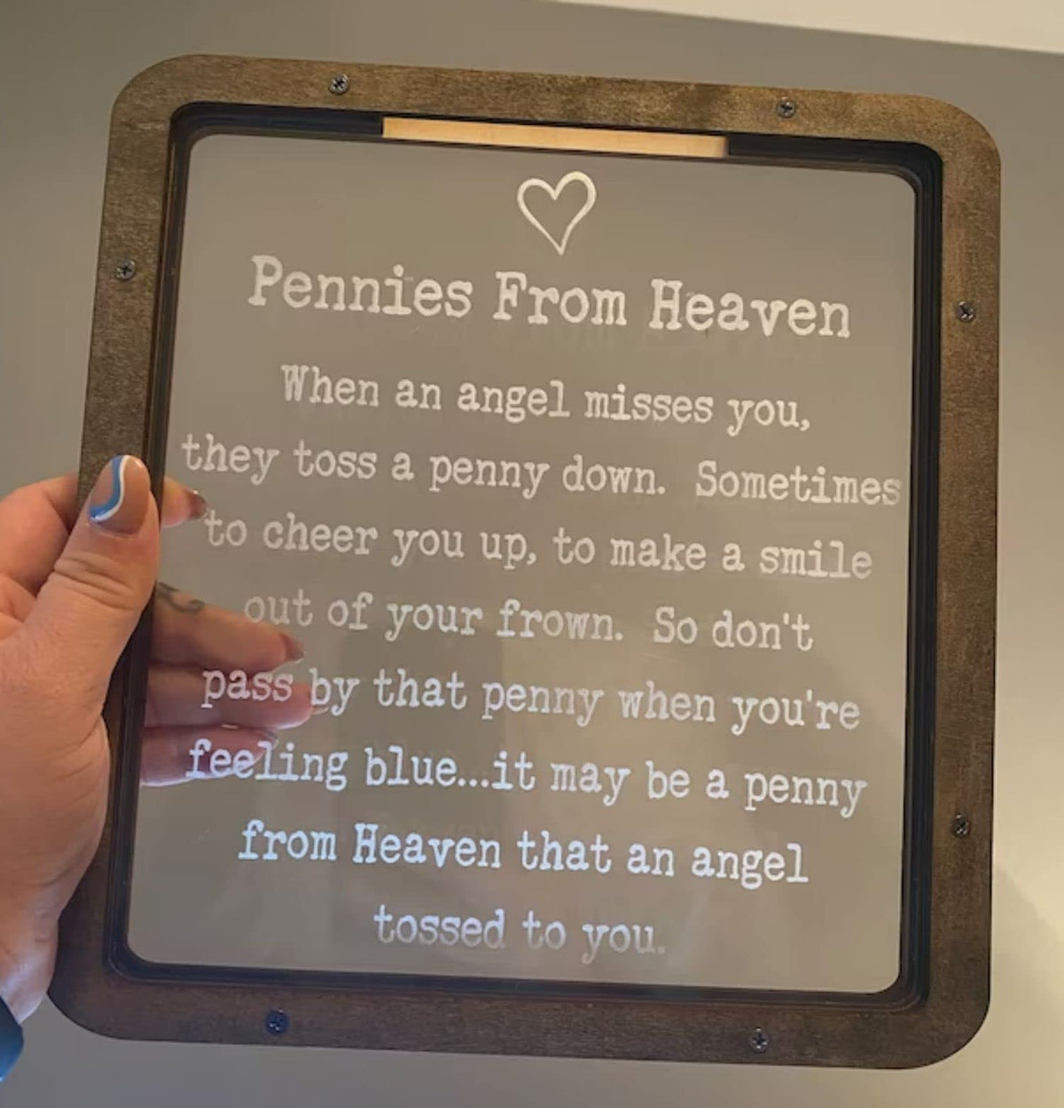 Pennies From Heaven Bank — Personalized Wooden Piggy Bank With Acrylic Window