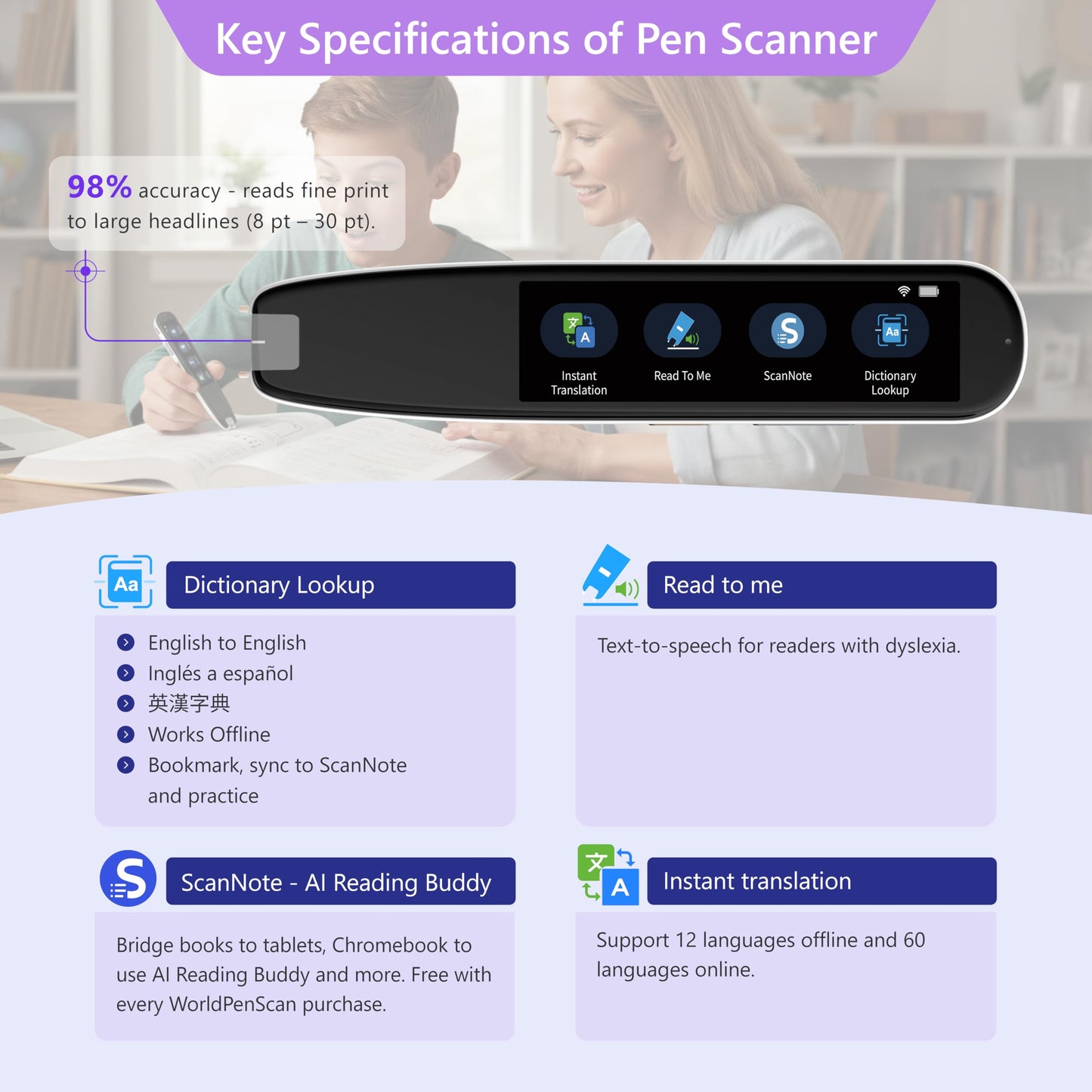 WorldPenScan AI Reader — AI Reading Buddy & Dictionary for Kids | PenPower
