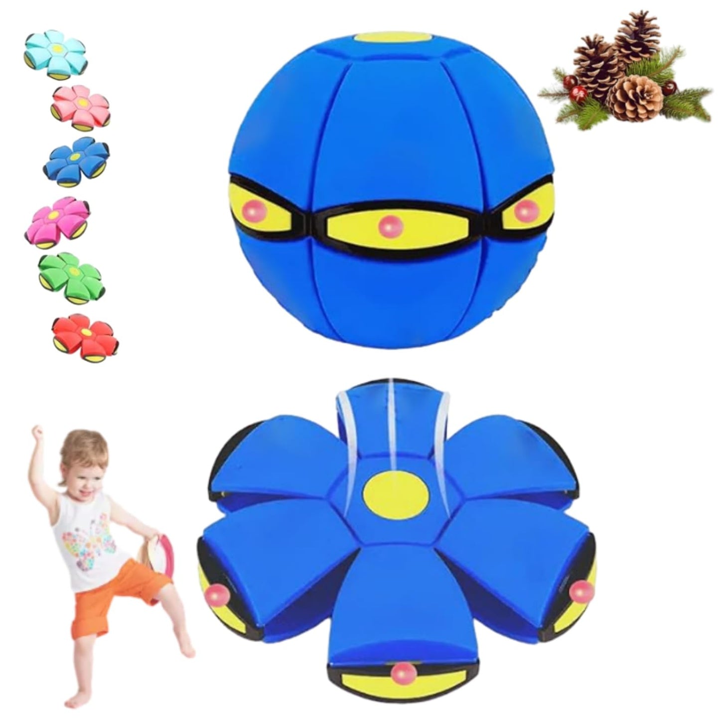 Peocryy Disc Ball for Dogs – Pop Up Toy, Lighted Bouncing Ball, Dual-Mode Flying Saucer