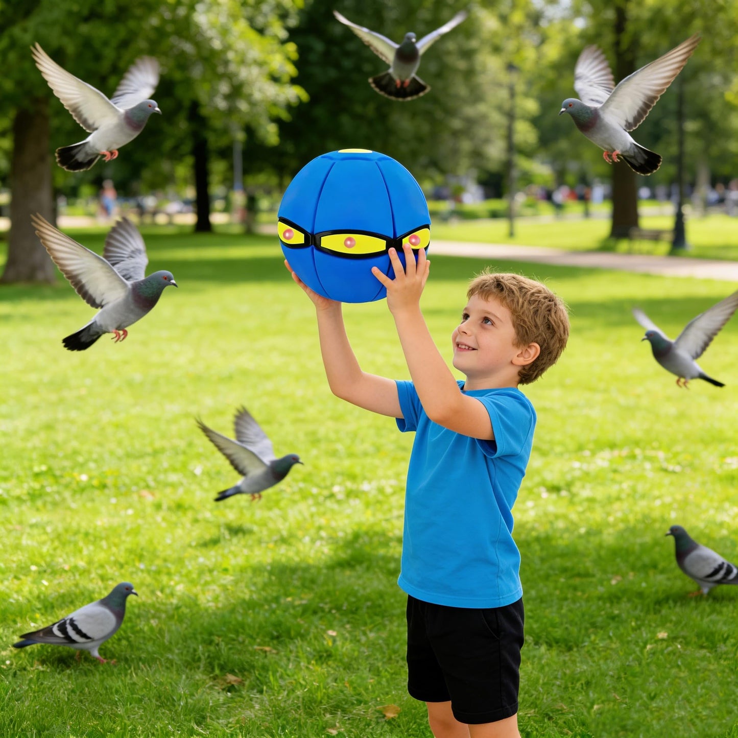 Peocryy Disc Ball for Dogs – Pop Up Toy, Lighted Bouncing Ball, Dual-Mode Flying Saucer