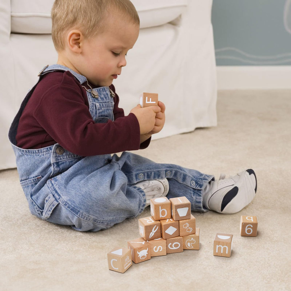 Peohud 26 PCS Wooden Alphabet Blocks – Educational ABC & Number Stacking Toys