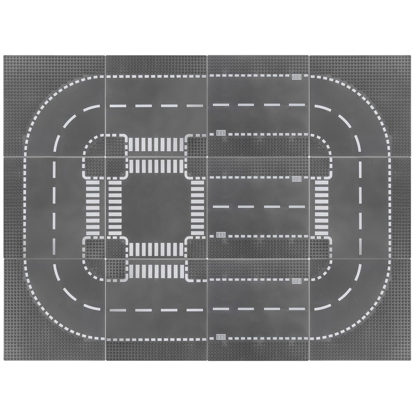 Peohud 12-Piece Road Base Plates (10x10) – Compatible with All Major Brick Brands