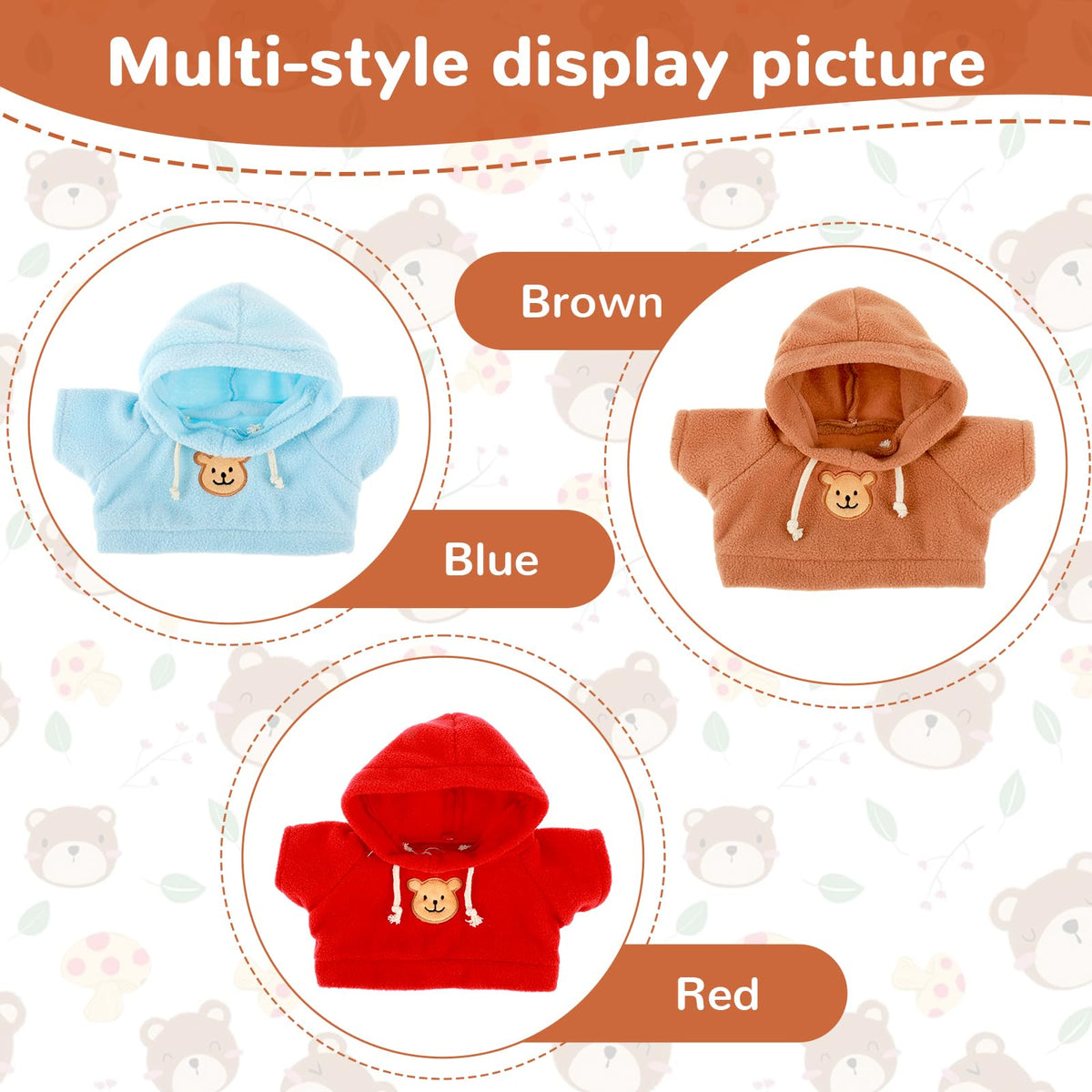 PEOVLVN 3 Pcs Build a Bear Clothes – Hoodie & Sweater Outfit Set for 12-16 Inch Plush Bears