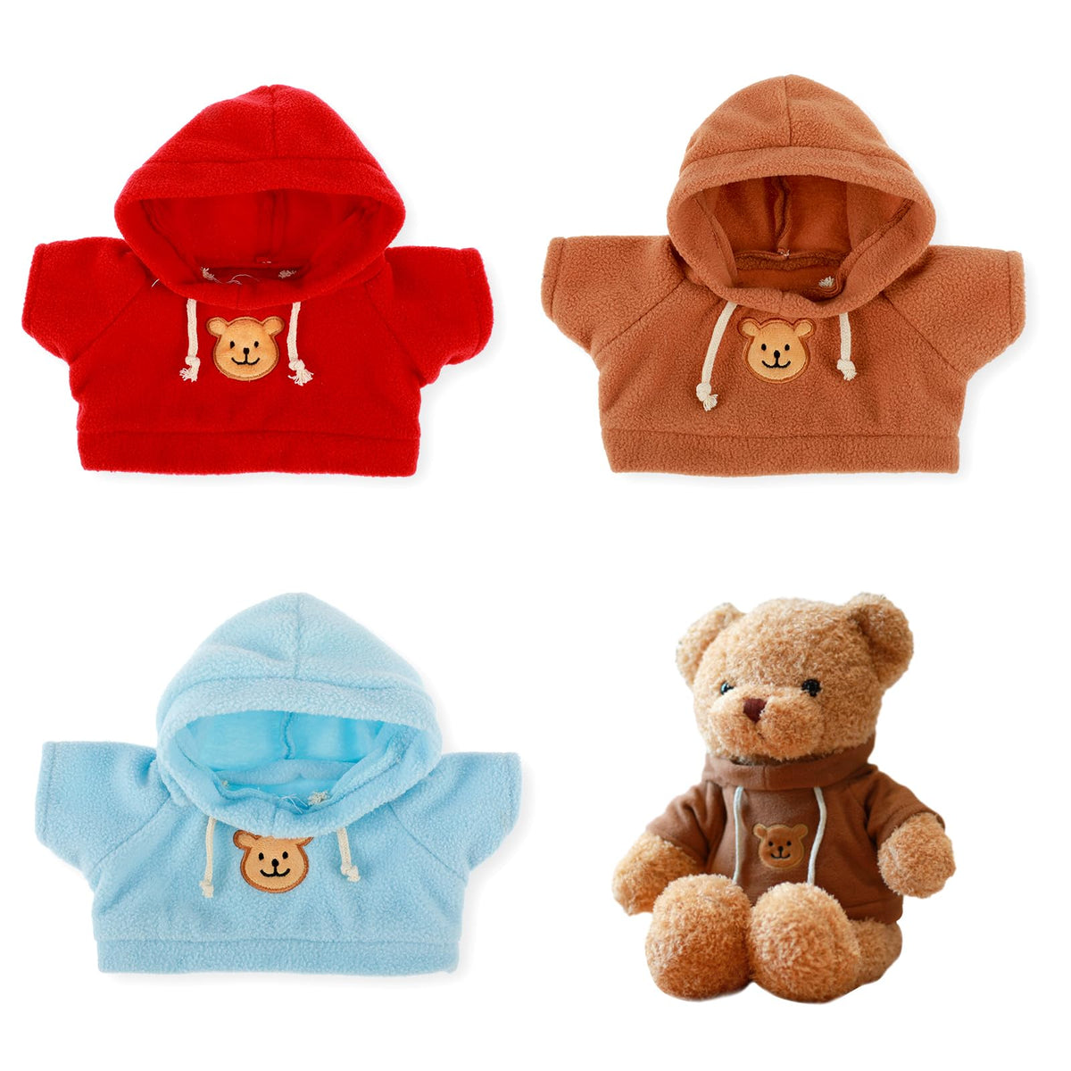 PEOVLVN 3 Pcs Build a Bear Clothes – Hoodie & Sweater Outfit Set for 12-16 Inch Plush Bears