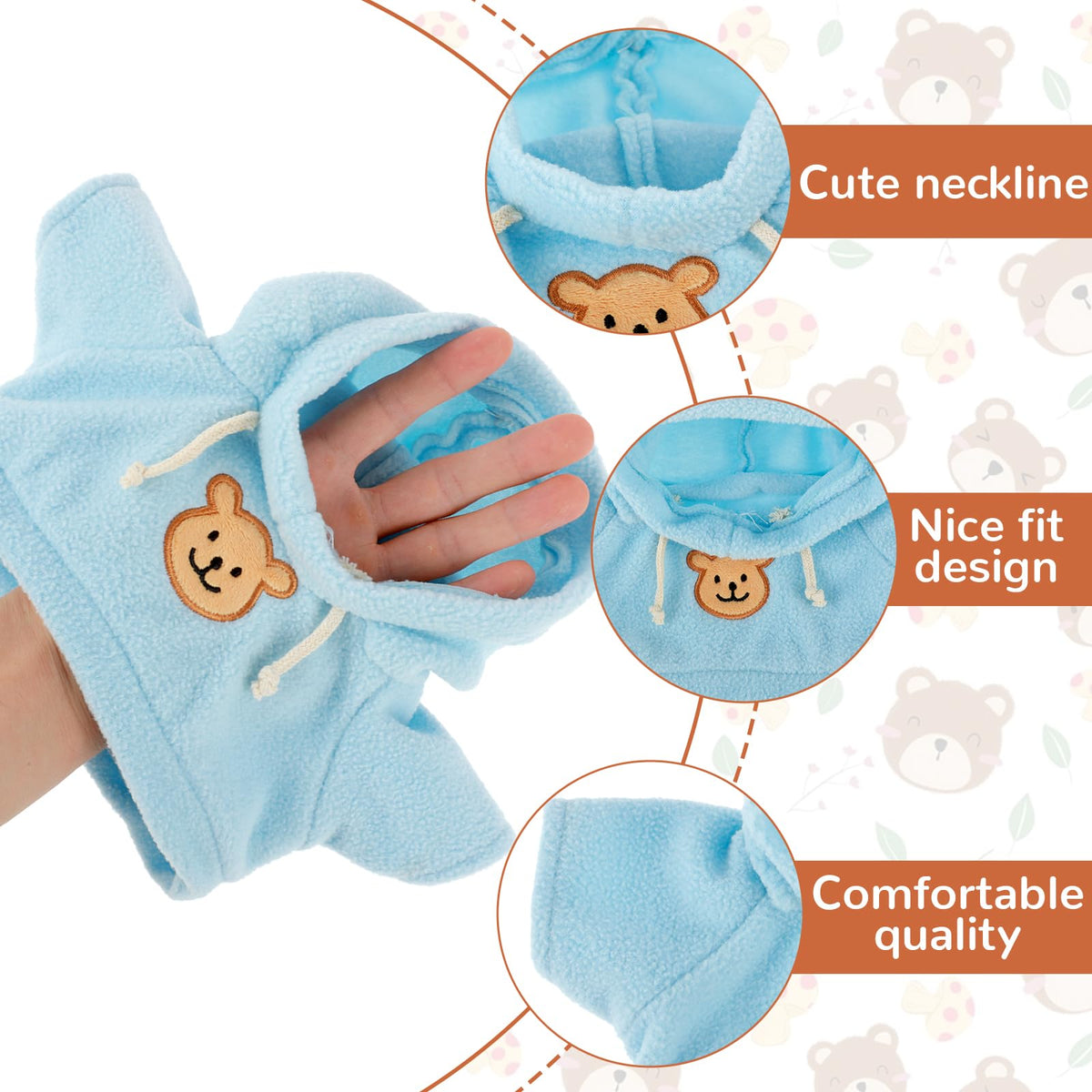 PEOVLVN 3 Pcs Build a Bear Clothes – Hoodie & Sweater Outfit Set for 12-16 Inch Plush Bears