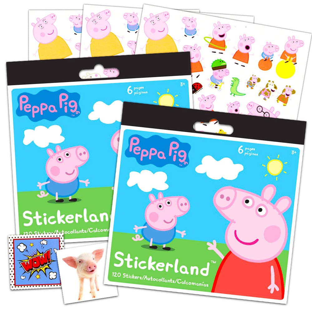 Peppa Pig Stickers Party Favors Pack – 12 Sheets + 2 Specialty Prize Reward Sheets