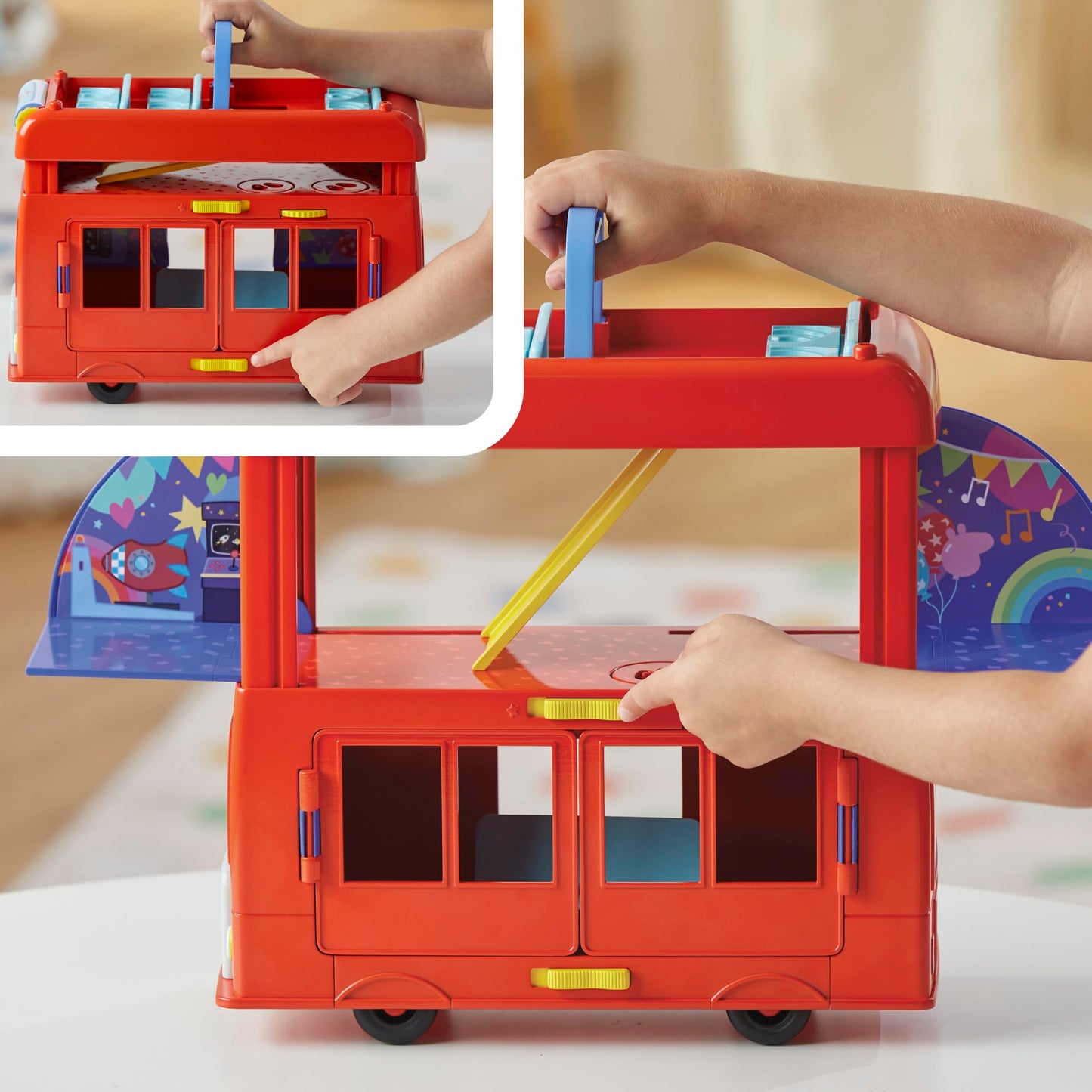 Peppa Pig 2-in-1 Party Bus Playset – 3 Figures & 13 Accessories | Preschool Toys for Ages 3+