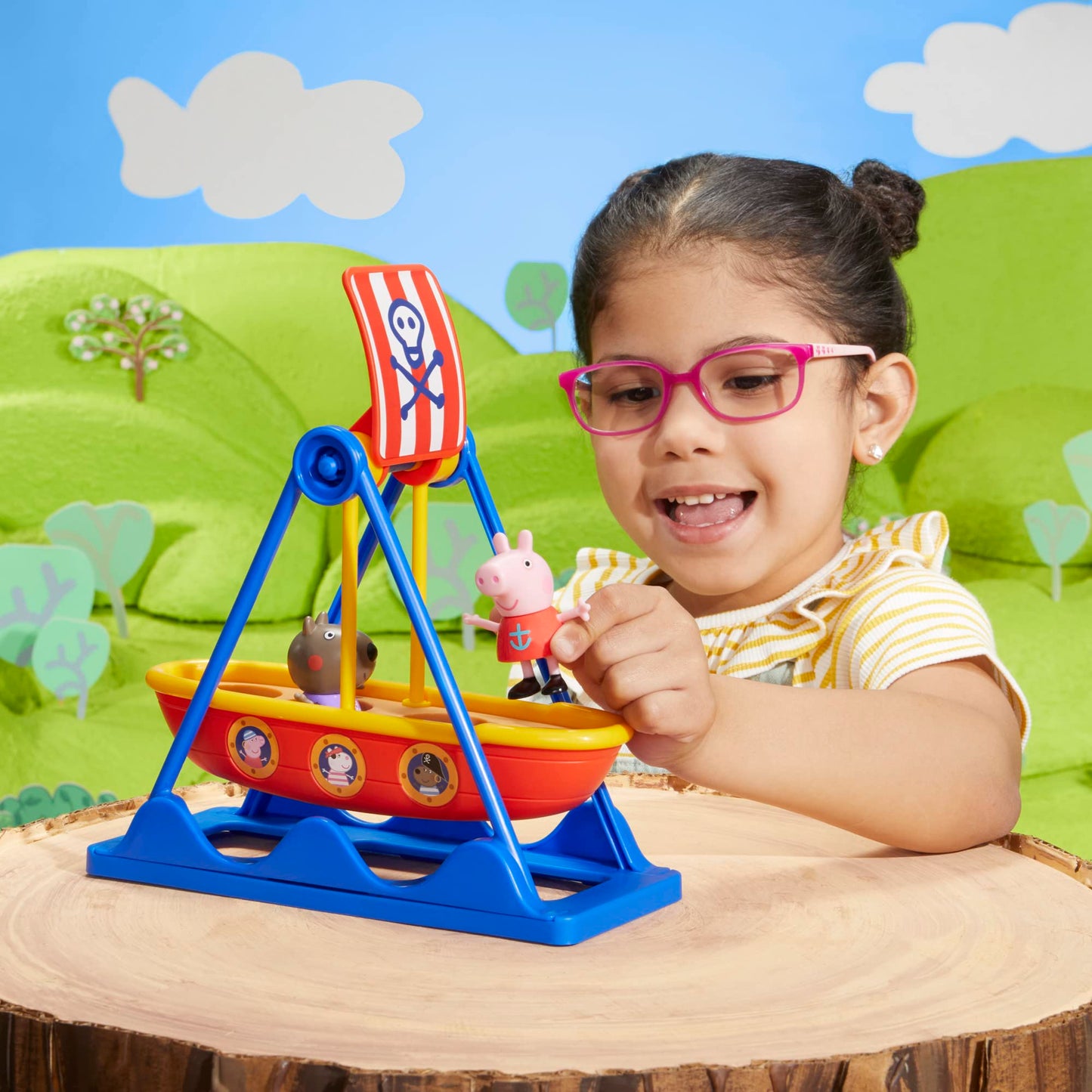 Peppa Pig Pirate Ride Playset with Swinging Ship & 2 Figures | Preschool Boat Toys