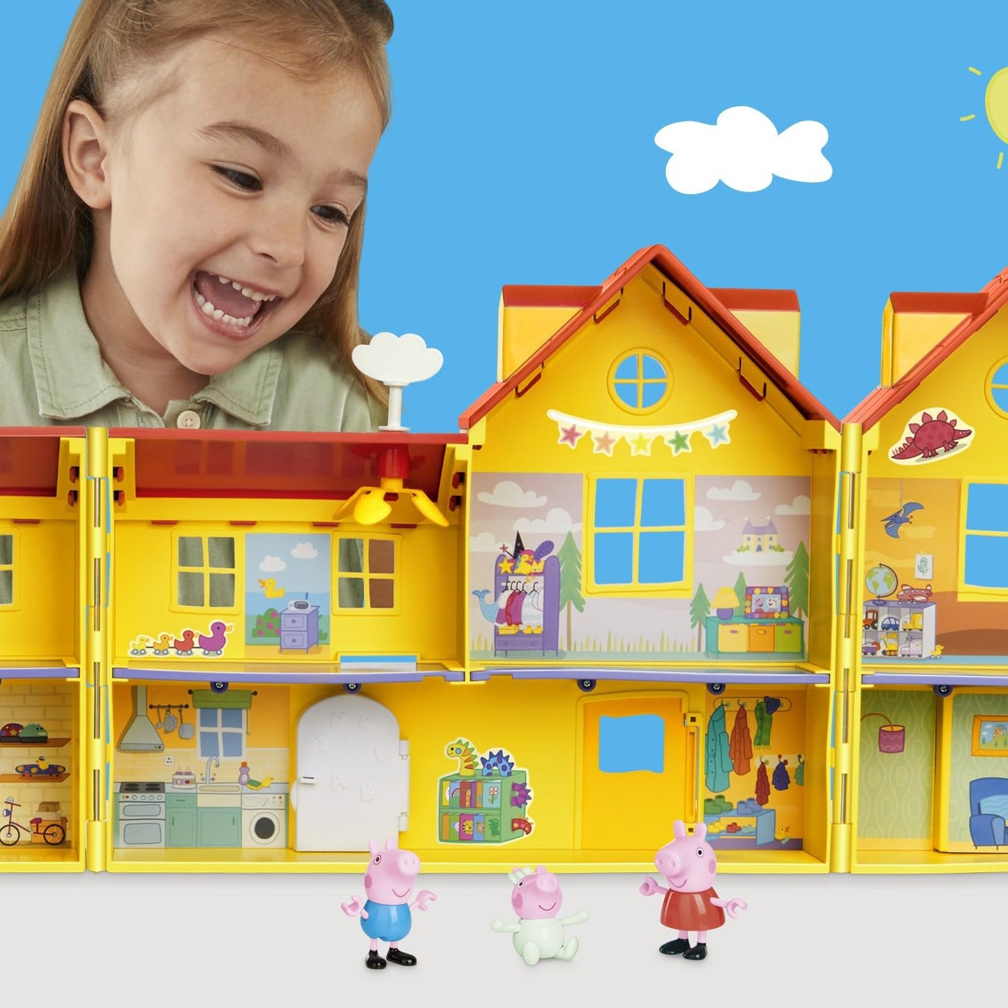Peppa Pig Big Family House Playset with Baby Evie – 2025 Edition (3 Figures, 11 Accessories)
