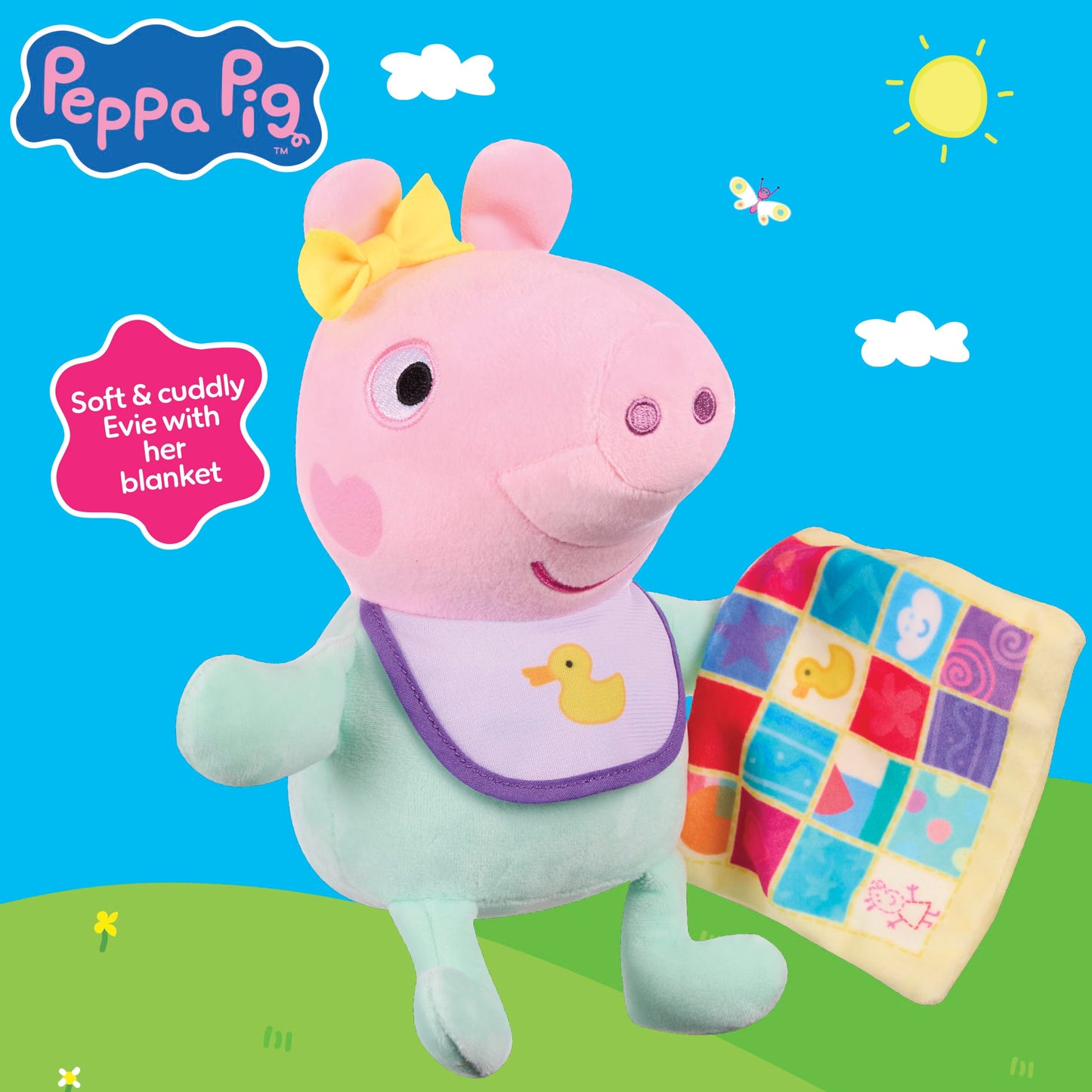 Peppa Pig Baby Evie with Blanket – Plush Toy for Toddlers 18 Months and Up