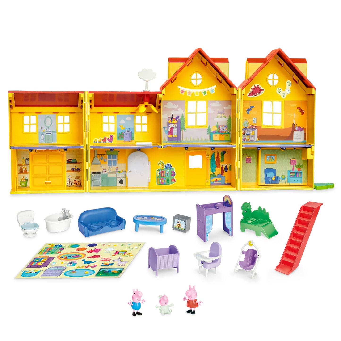Peppa Pig Big Family House Playset with Baby Evie – 2025 Edition (3 Figures, 11 Accessories)