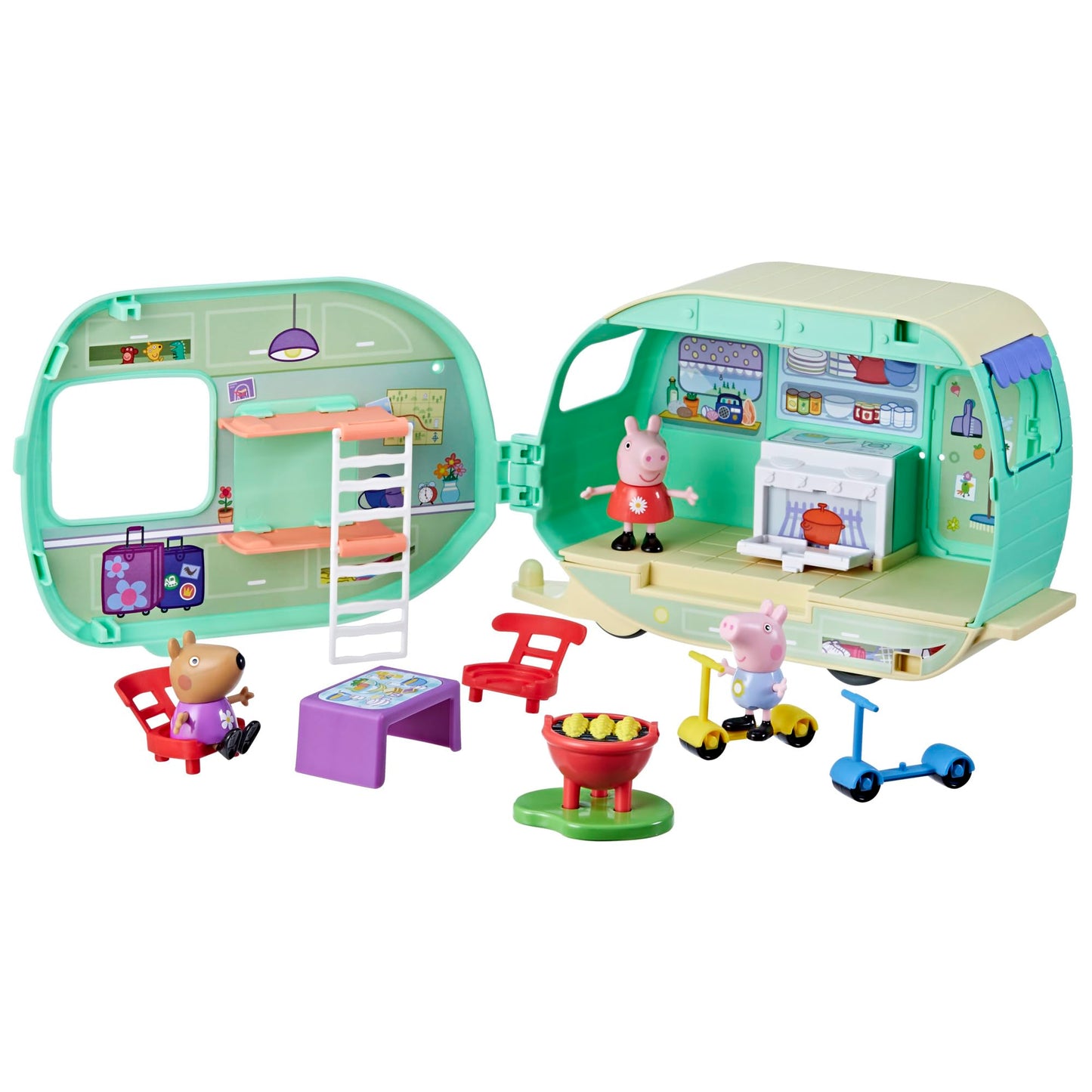 Peppa Pig Caravan Playset – 3 Figures, 6 Accessories | Preschool Toy Gift (Ages 3+)