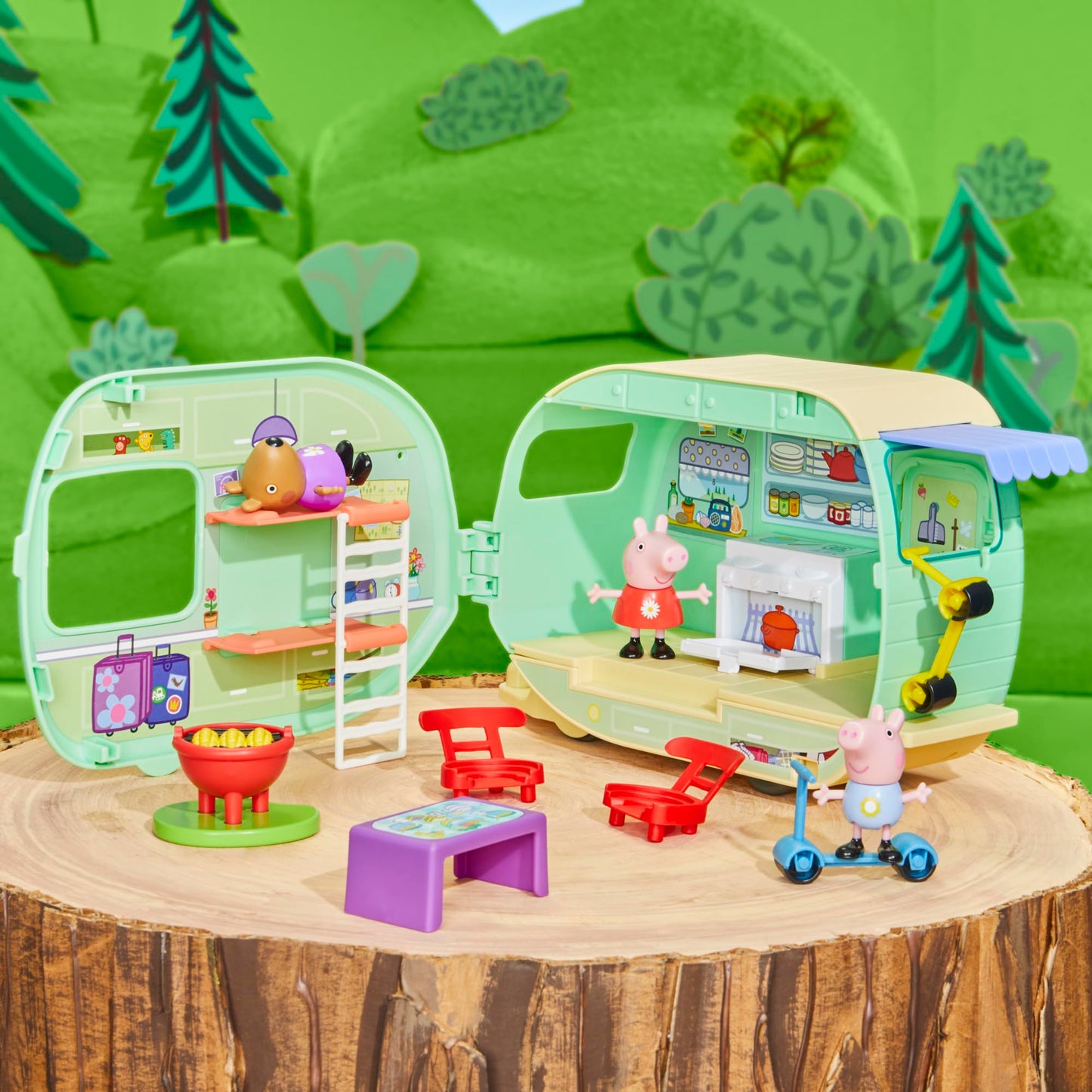 Peppa Pig Caravan Playset – 3 Figures, 6 Accessories | Preschool Toy Gift (Ages 3+)
