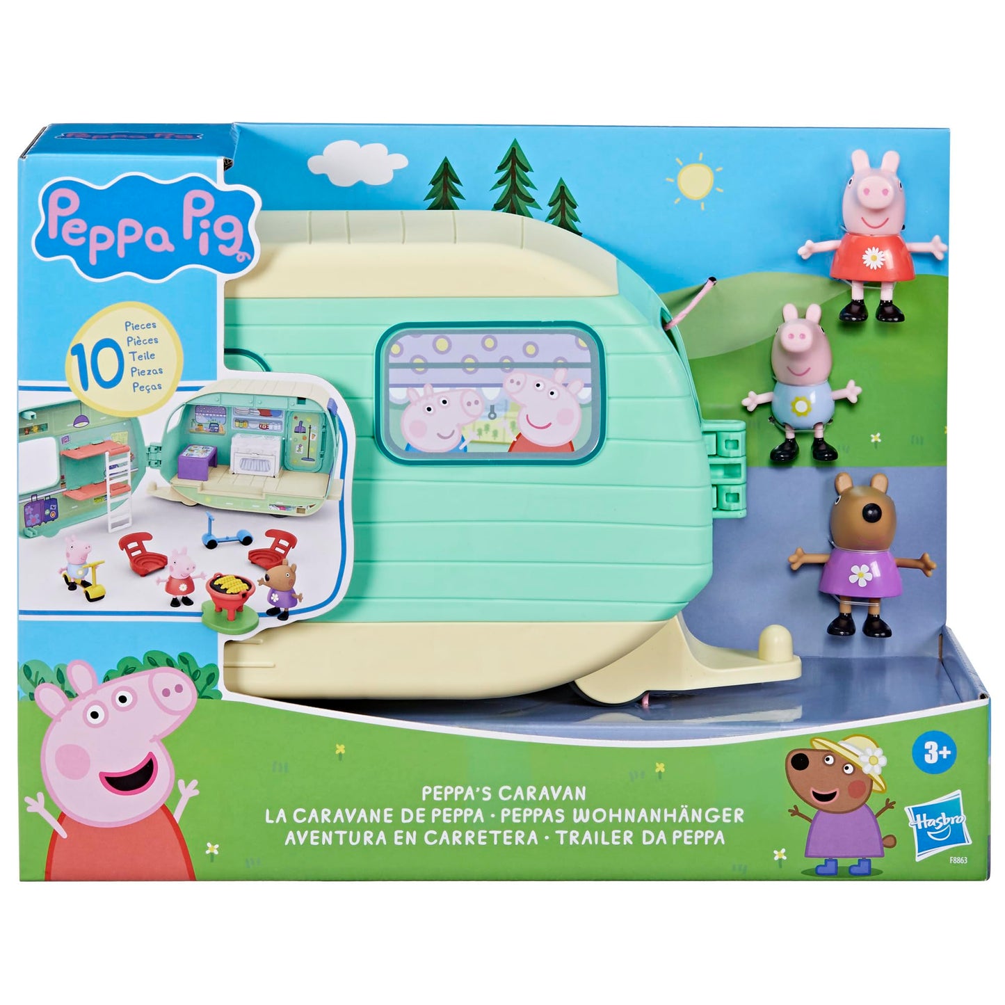 Peppa Pig Caravan Playset – 3 Figures, 6 Accessories | Preschool Toy Gift (Ages 3+)
