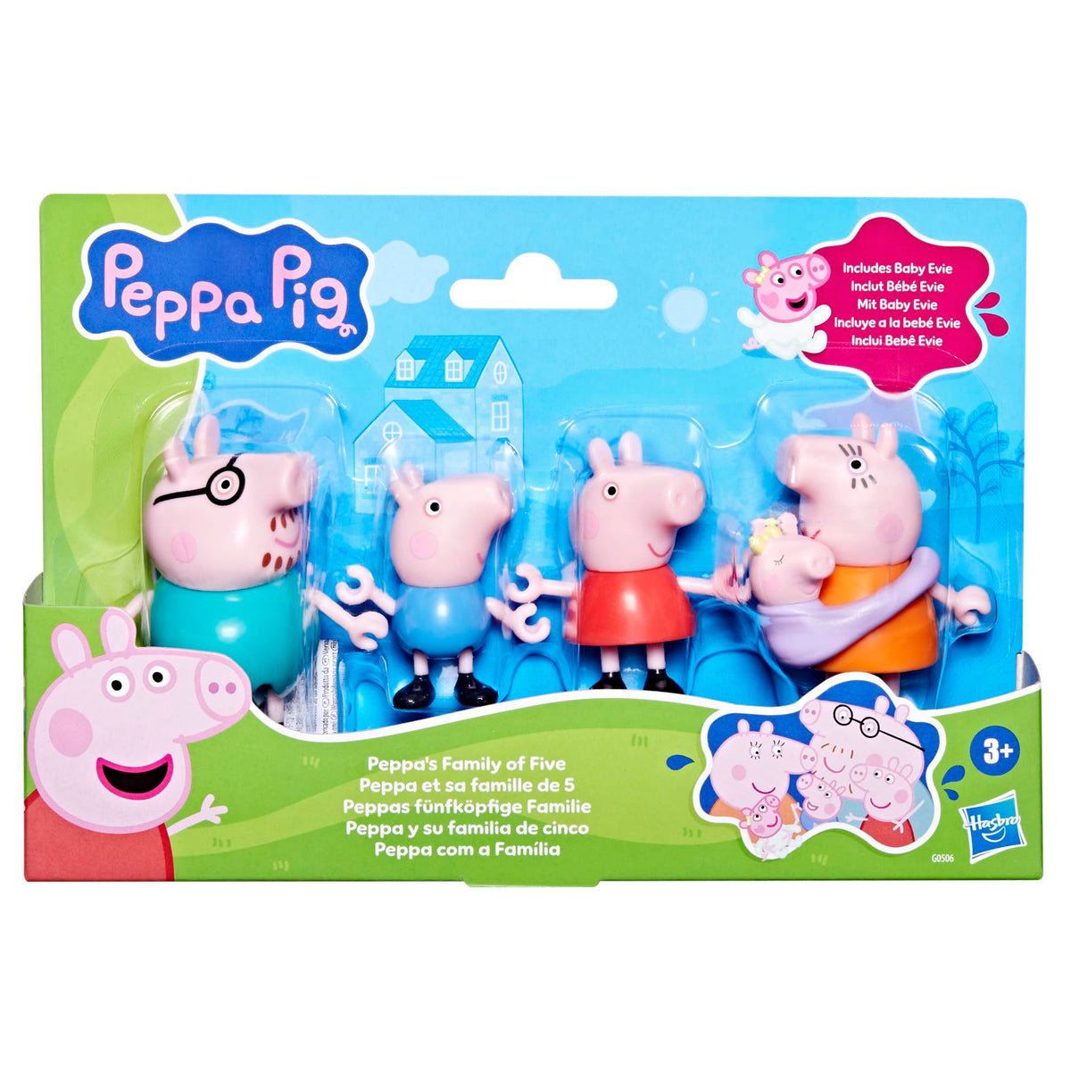 Peppa Pig Family of Five with Baby Evie – Poseable Figures Hold Hands | Preschool Toys 3+