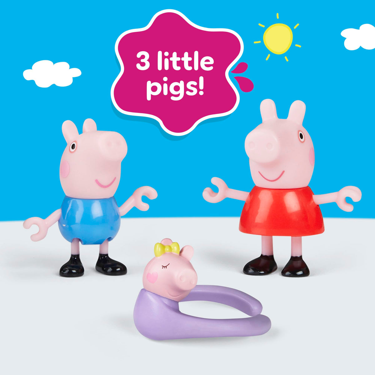 Peppa Pig Family of Five with Baby Evie – Poseable Figures Hold Hands | Preschool Toys 3+