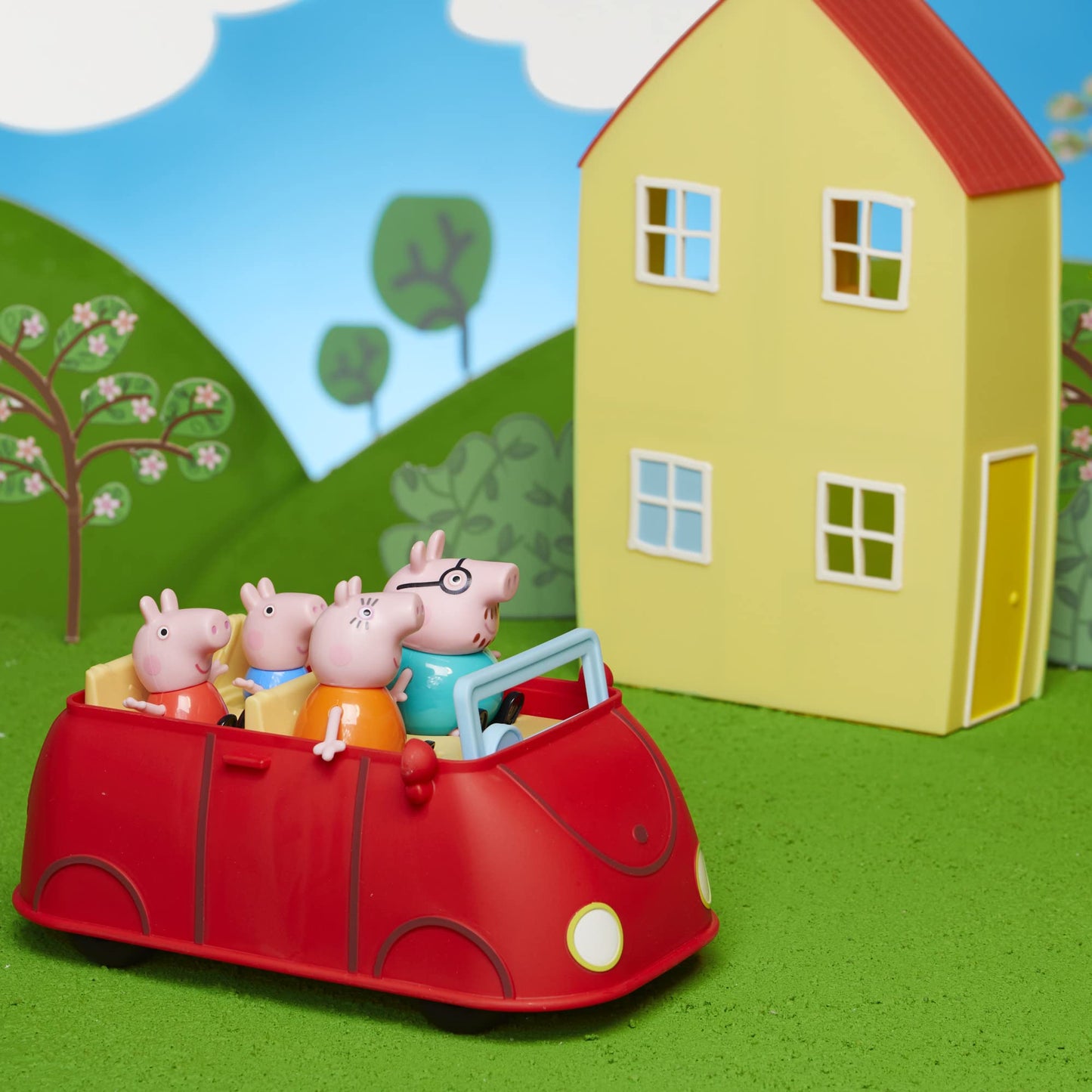Peppa Pig Toys: Peppa's Family Home Combo – 2-Story House Playset with 4 Figures & Red Car | Preschool Toys for 3+ (Amazon Exclusive)