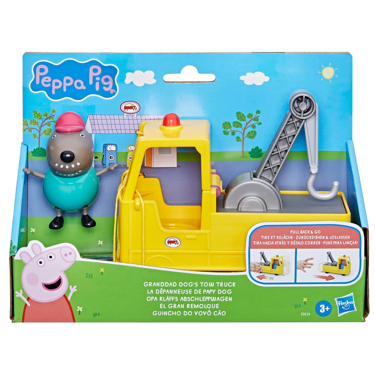 Peppa Pig Granddad Dog's Tow Truck Set — Construction Vehicle & Figure for Preschoolers 3+