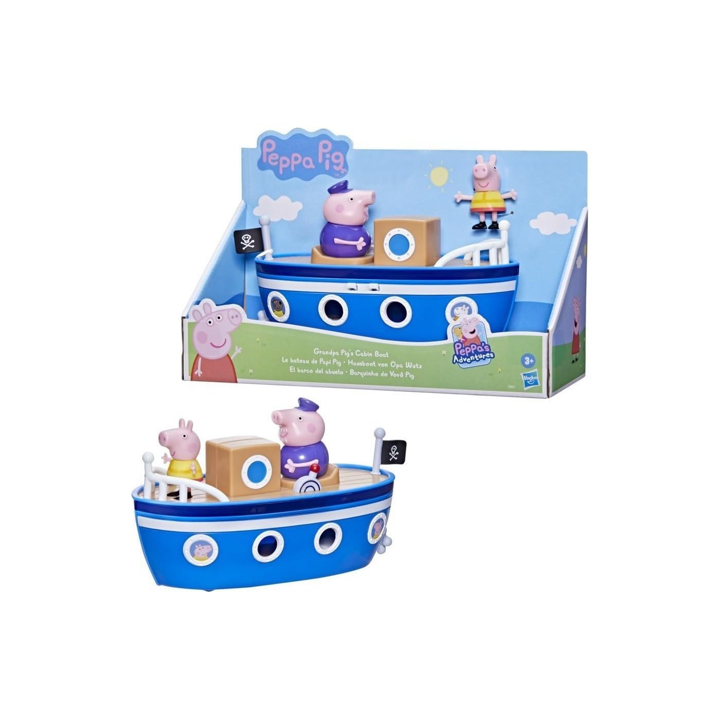 Peppa Pig Grandpa Pig’s Cabin Boat – Preschool Toy with Removable Deck & Rolling Wheels (Ages 3+)