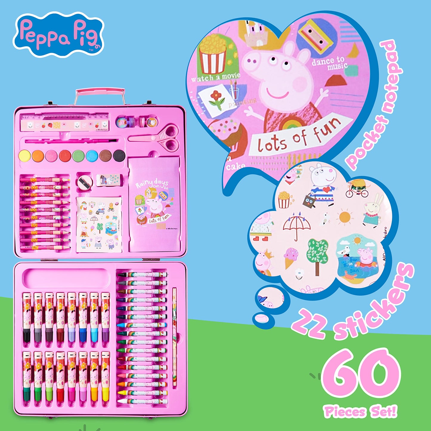 Peppa Pig Kids Art Set with Travel Case - Complete Drawing & Coloring Kit