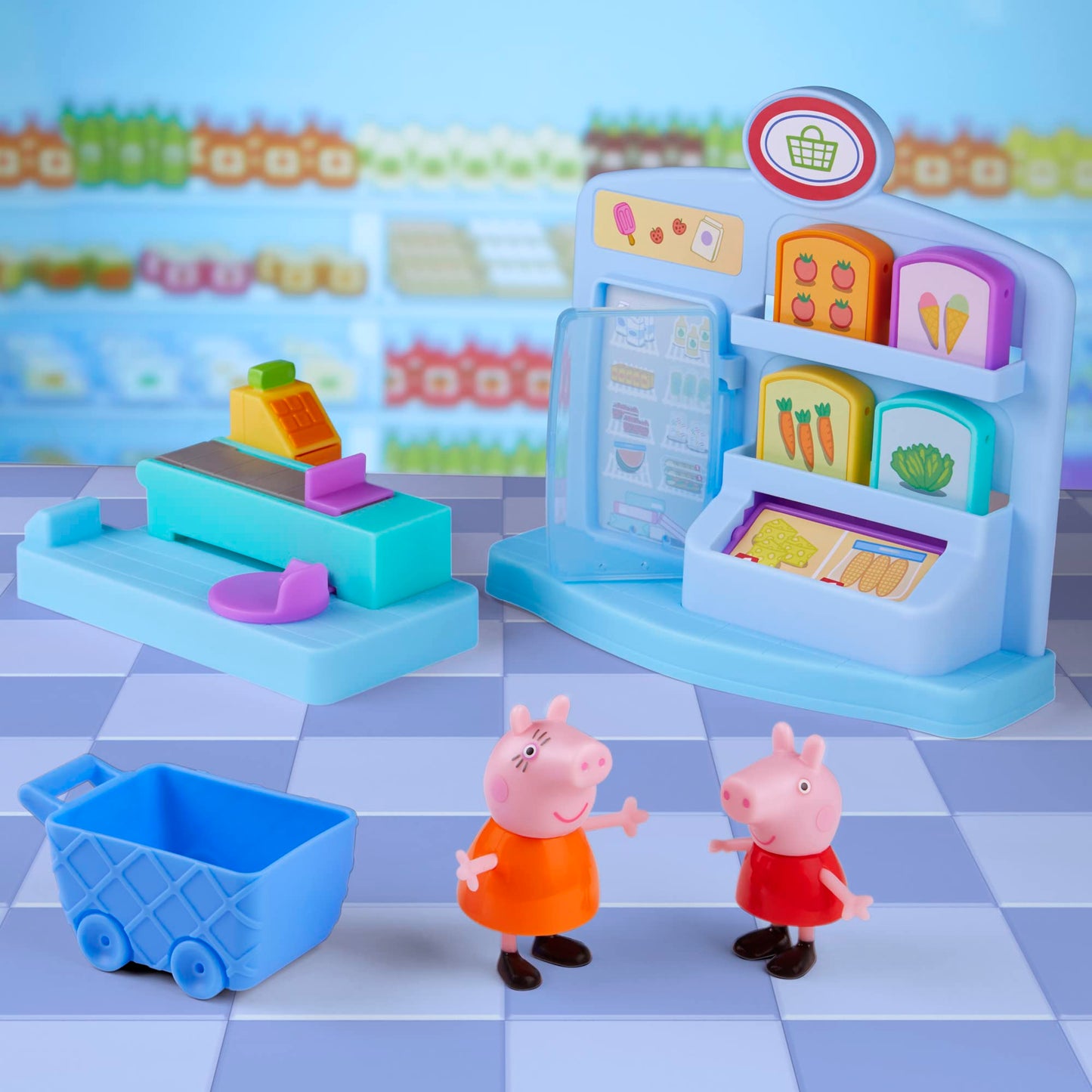Peppa Pig Peppa’s Adventures Supermarket Playset – 2 Figures & 8 Accessories | Ages 3+