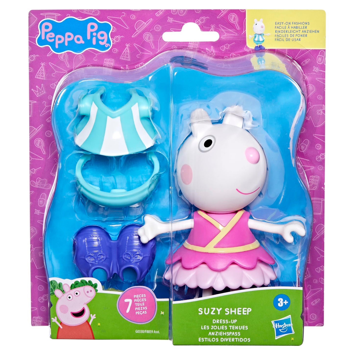 Peppa Pig Suzy Sheep Dress-Up Figure with 6 Easy-On Accessories — 6-Inch Preschool Toy
