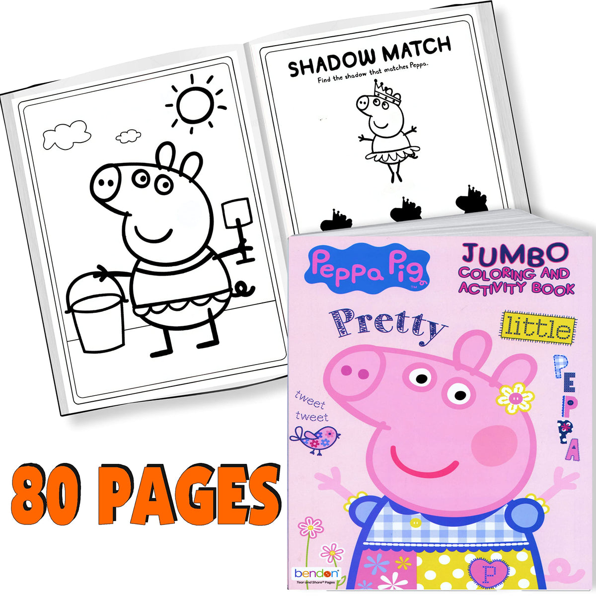 Peppa Pig Coloring and Activity Set – 80-Page Coloring Book, Stickers & Door Hanger