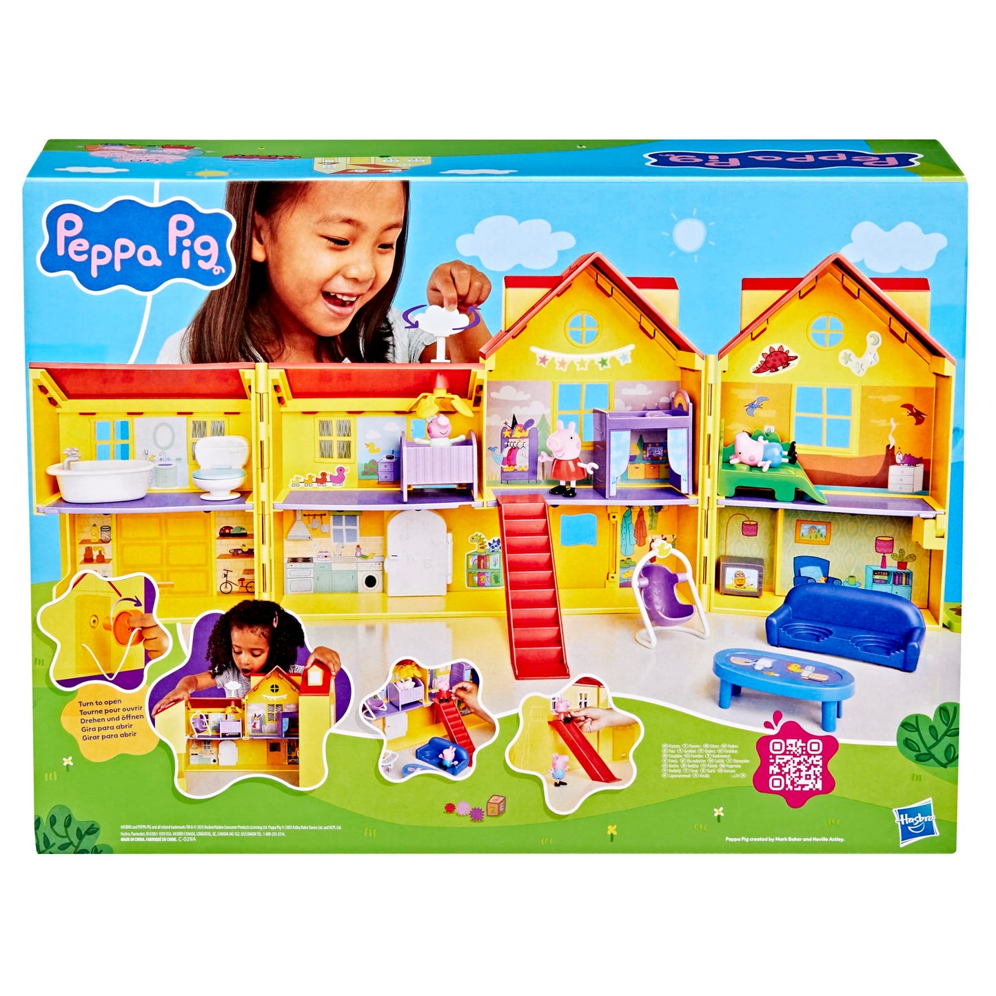 Peppa Pig Big Family House Playset with Baby Evie – 2025 Edition (3 Figures, 11 Accessories)
