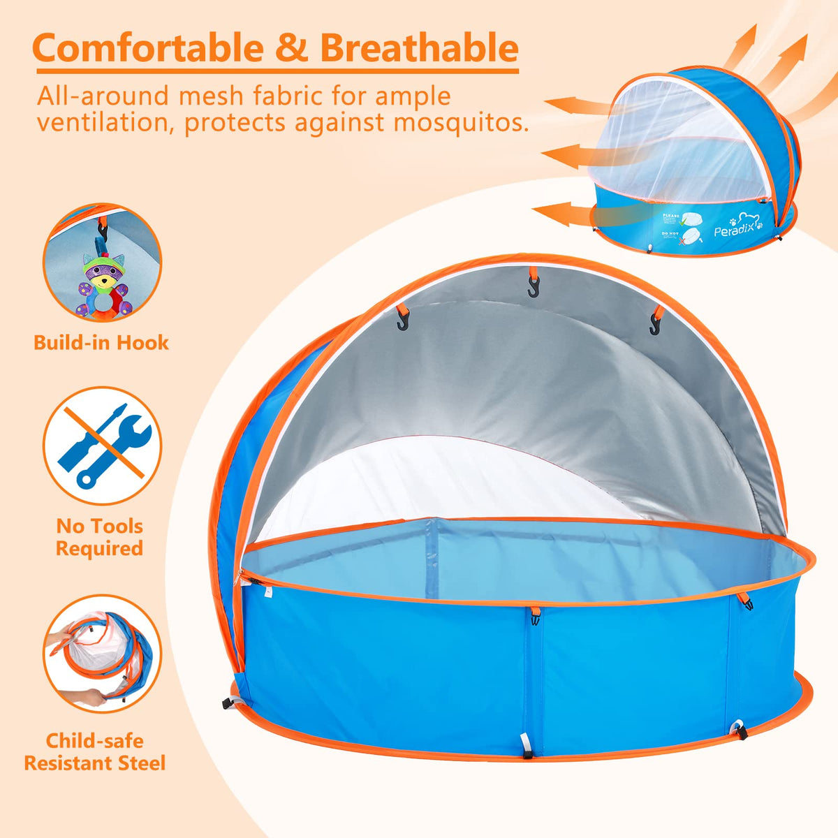 Peradix 4-in-1 Pop Up Pool Tent for Kids & Pets – Beach & Indoor Play