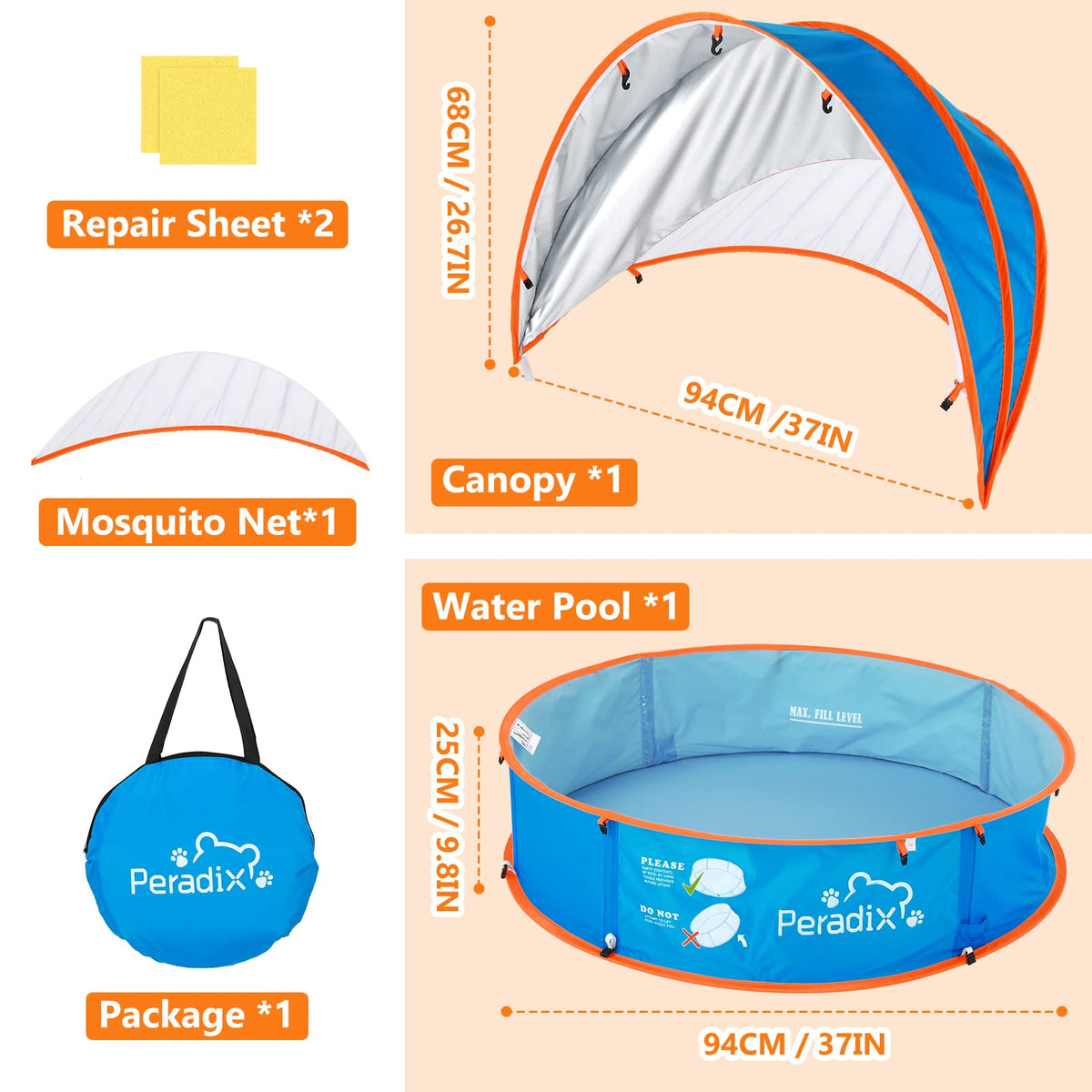 Peradix 4-in-1 Pop Up Pool Tent for Kids & Pets – Beach & Indoor Play