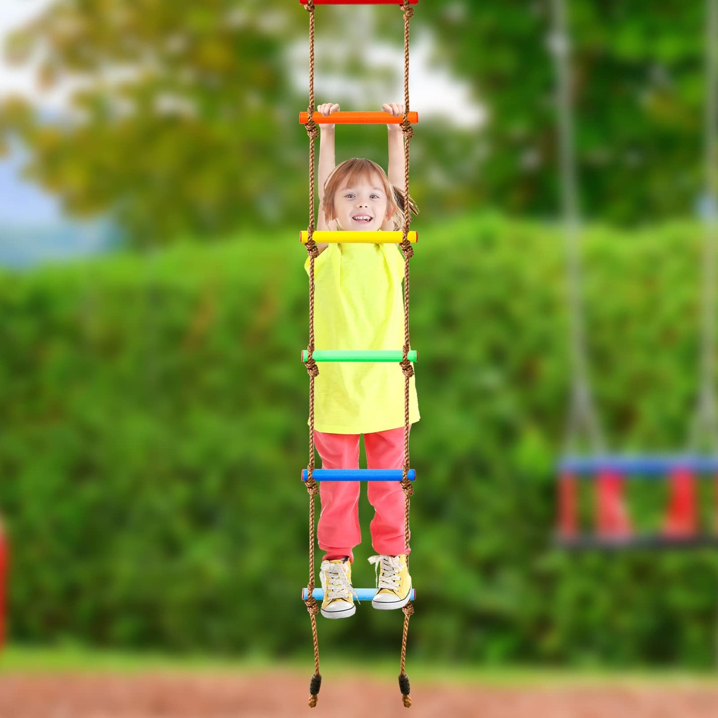 Perantlb 6.8ft Climbing Rope Ladder – Outdoor Play for Kids & Adults
