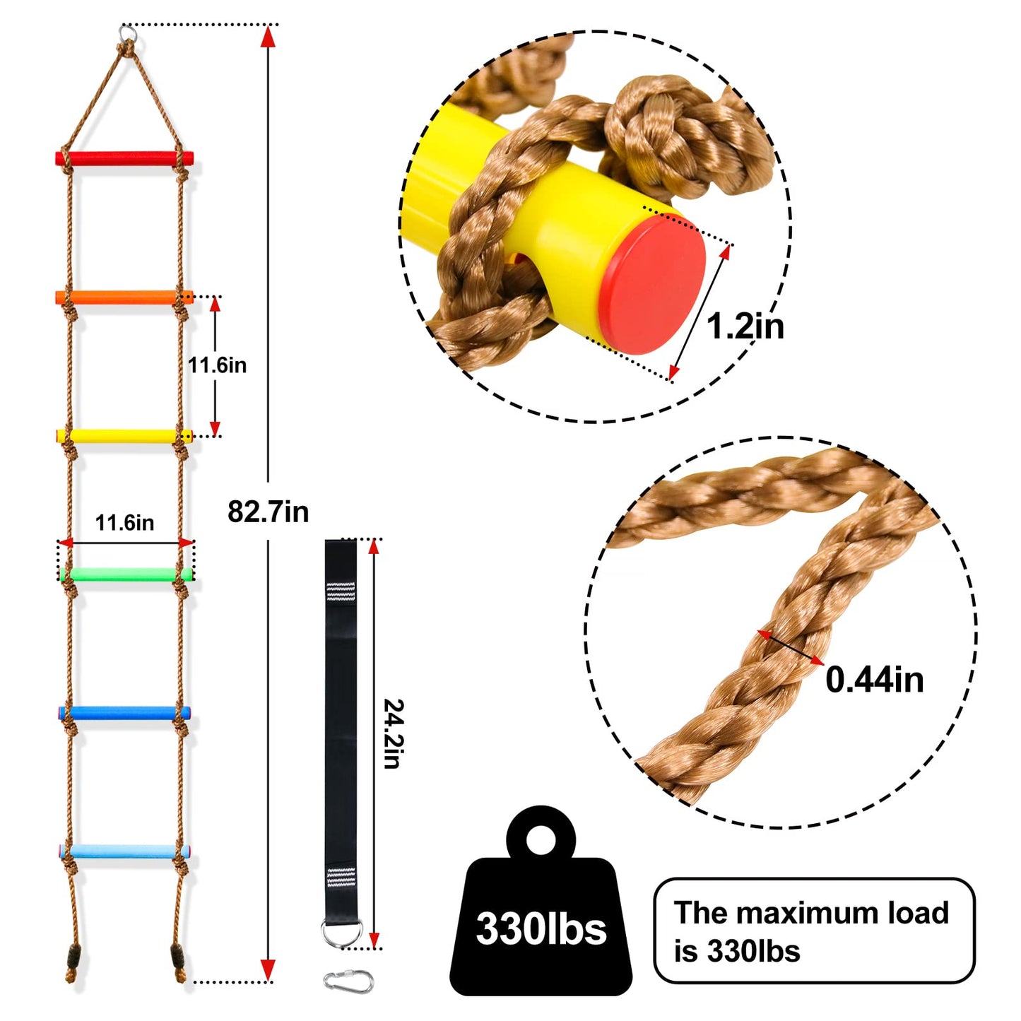 Perantlb 6.8ft Climbing Rope Ladder – Outdoor Play for Kids & Adults