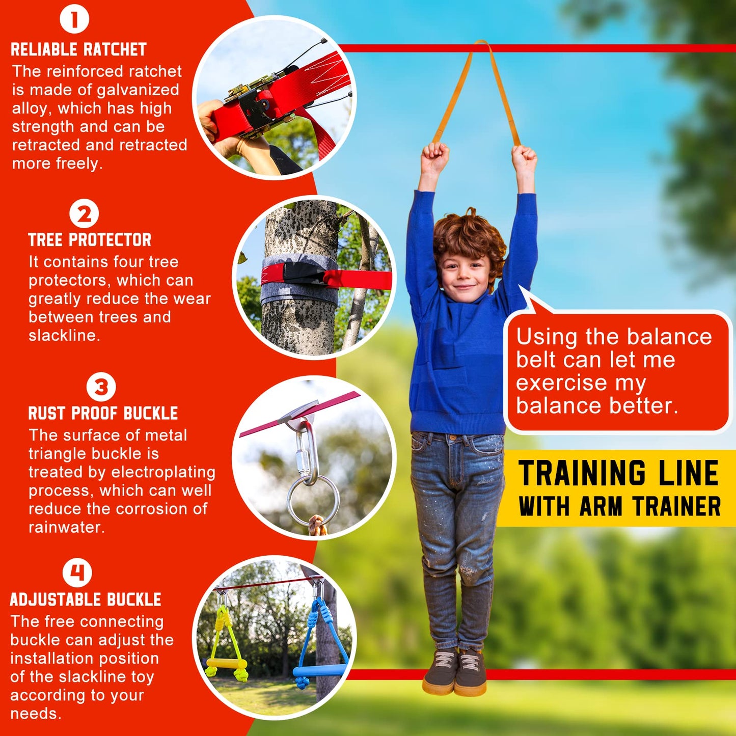 Perantlb Ninja Warrior Obstacle Course for Kids - Outdoor Slackline Playground Equipment
