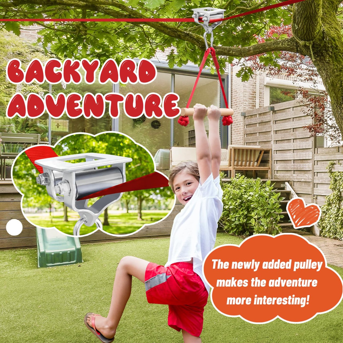 Perantlb Ninja Warrior Obstacle Course for Kids – 60ft Slackline & 8 Accessories