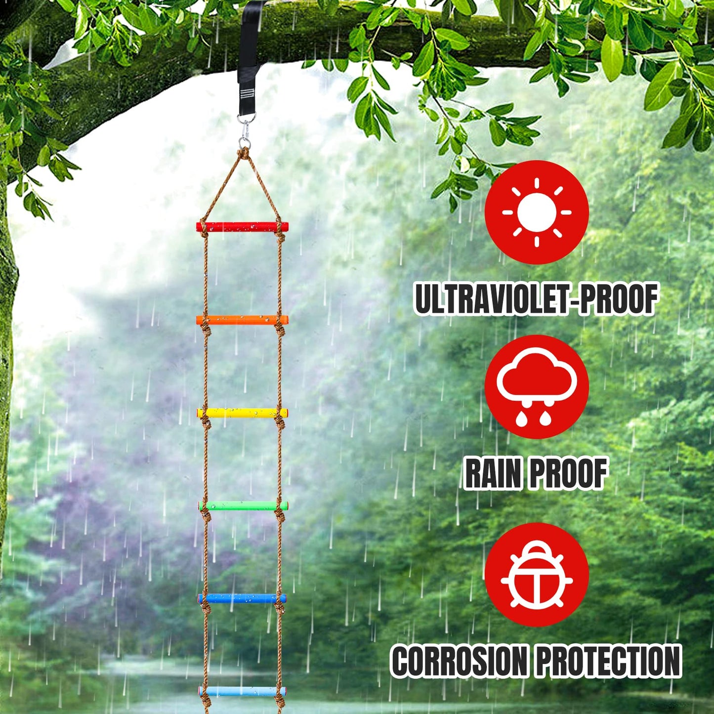 Perantlb 6.8ft Climbing Rope Ladder – Outdoor Play for Kids & Adults