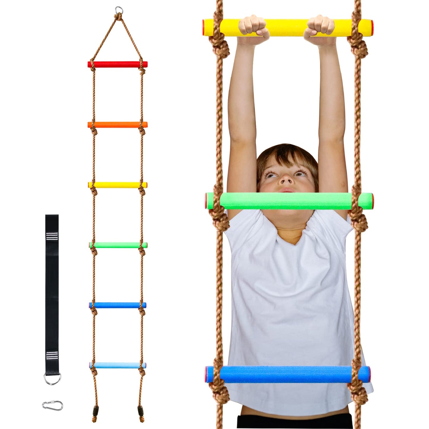 Perantlb 6.8ft Climbing Rope Ladder – Outdoor Play for Kids & Adults
