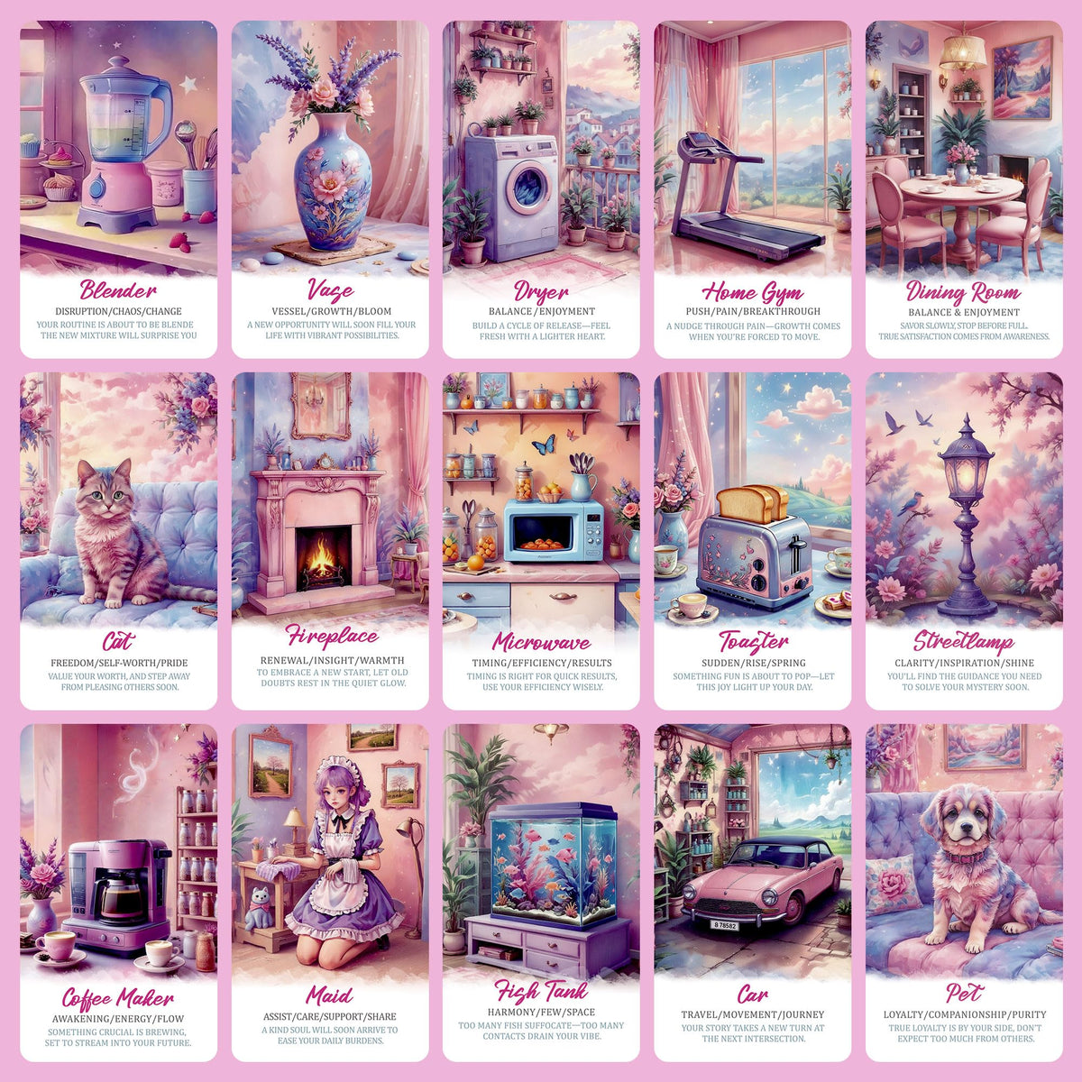 PERBDEAL Dreamy Home Fortune Reading Oracle Card – Pink Foil Edges for Love and Career