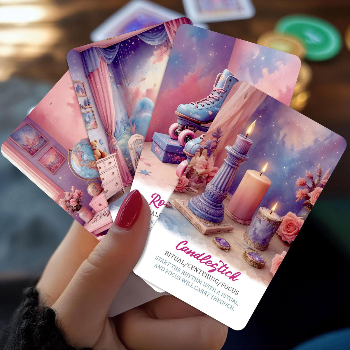 PERBDEAL Dreamy Home Fortune Reading Oracle Card – Pink Foil Edges for Love and Career