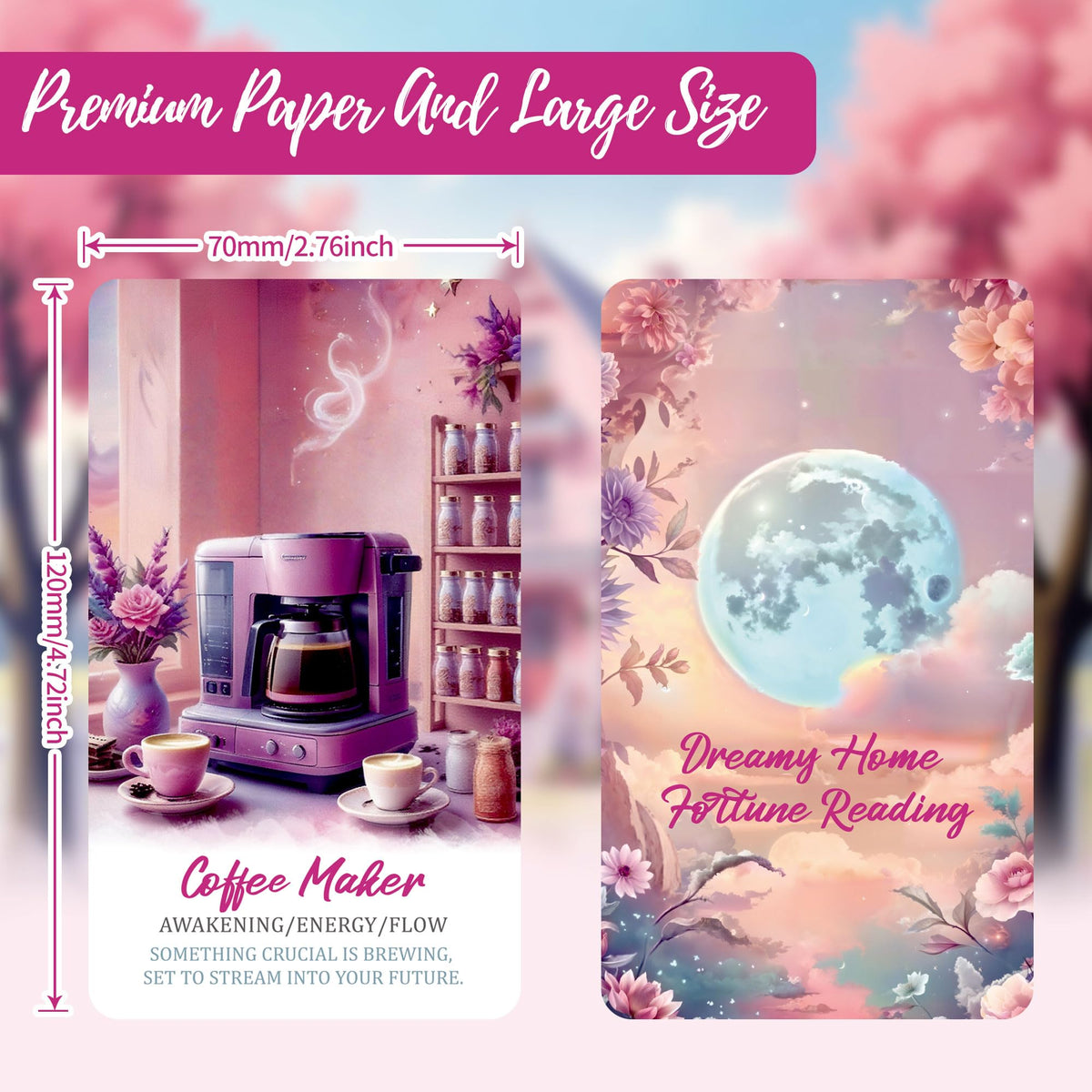 PERBDEAL Dreamy Home Fortune Reading Oracle Card – Pink Foil Edges for Love and Career