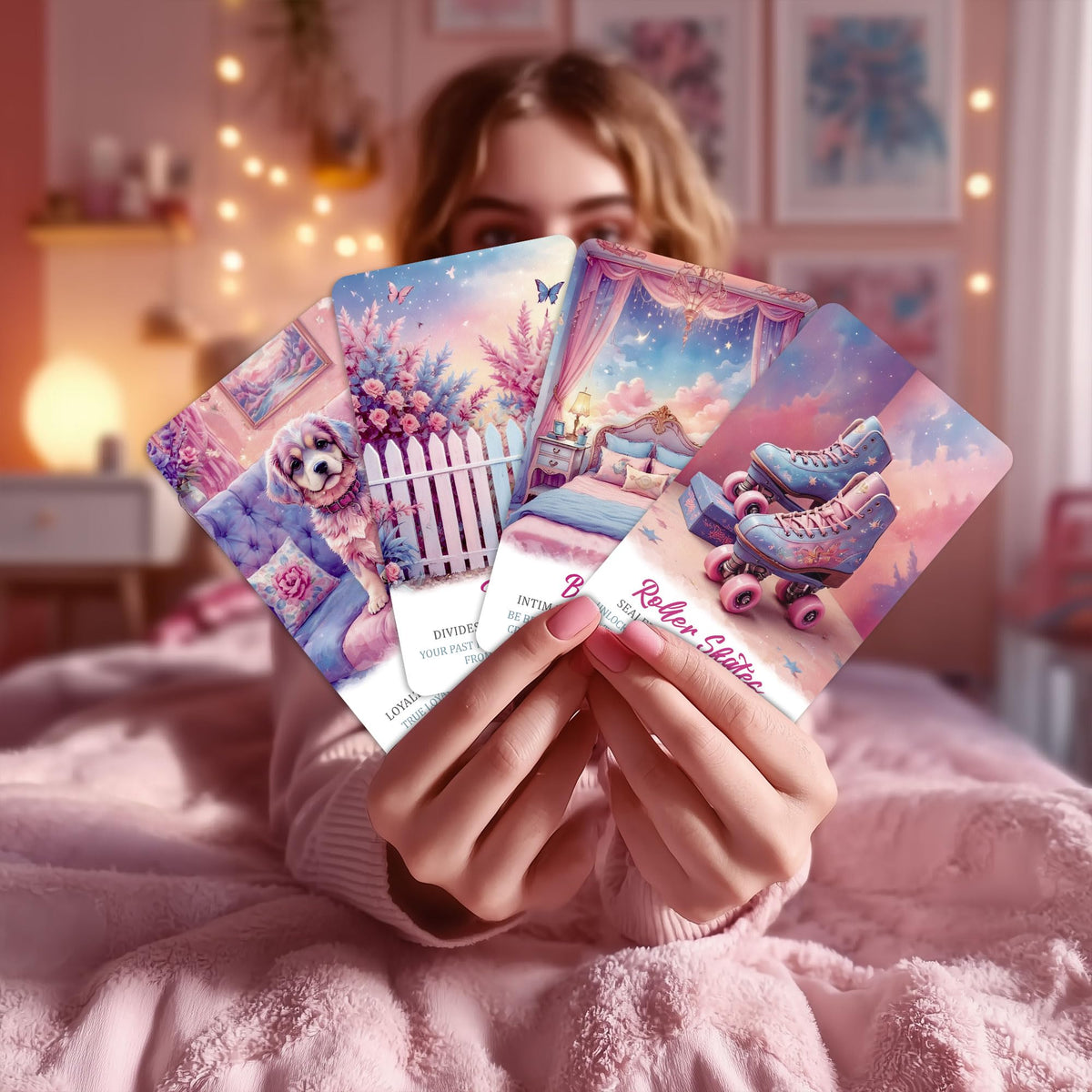 PERBDEAL Dreamy Home Fortune Reading Oracle Card – Pink Foil Edges for Love and Career