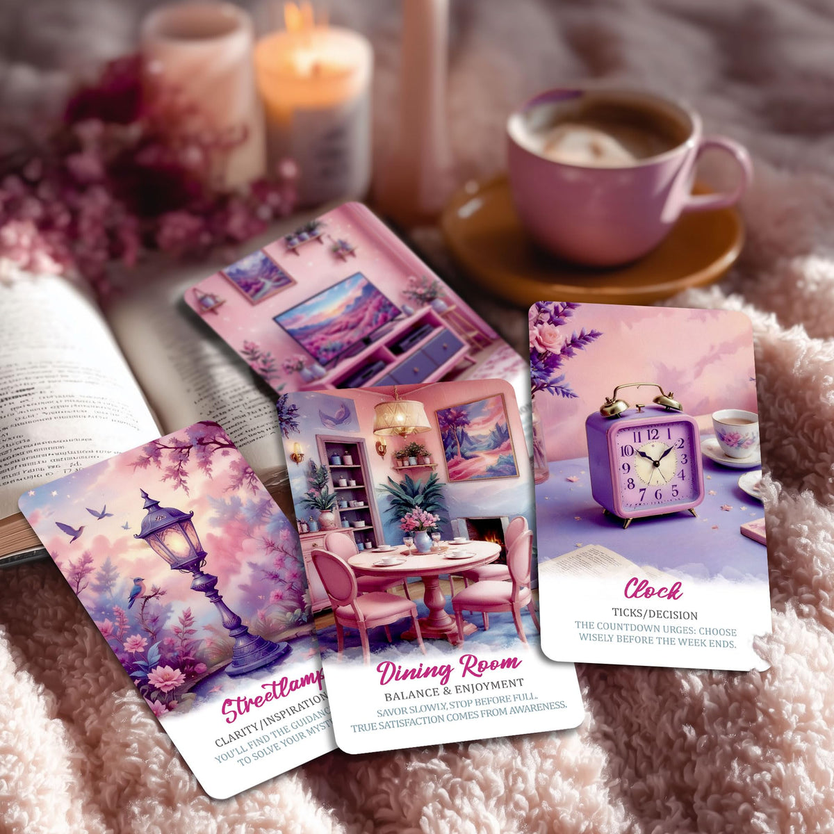 PERBDEAL Dreamy Home Fortune Reading Oracle Card – Pink Foil Edges for Love and Career