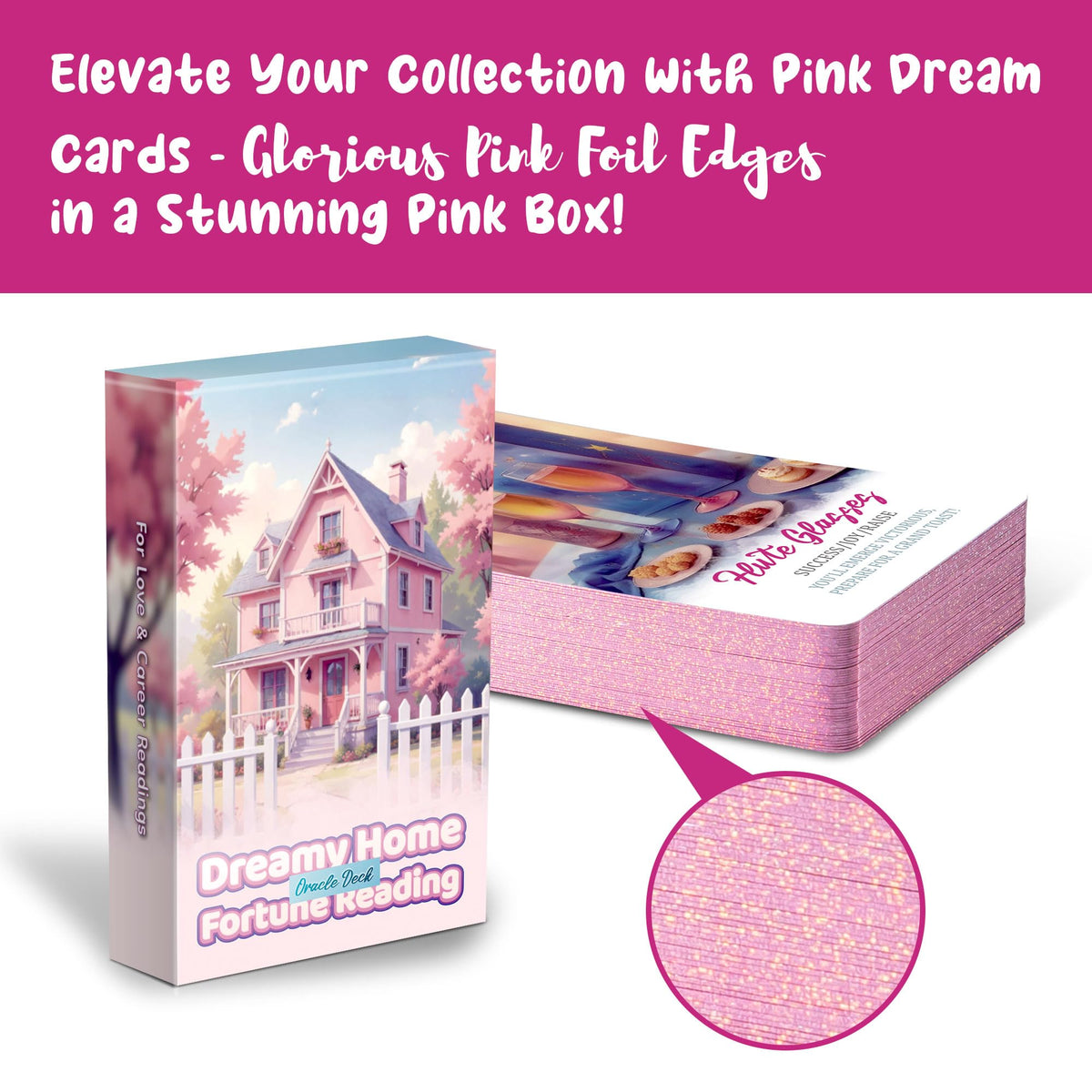 PERBDEAL Dreamy Home Fortune Reading Oracle Card – Pink Foil Edges for Love and Career