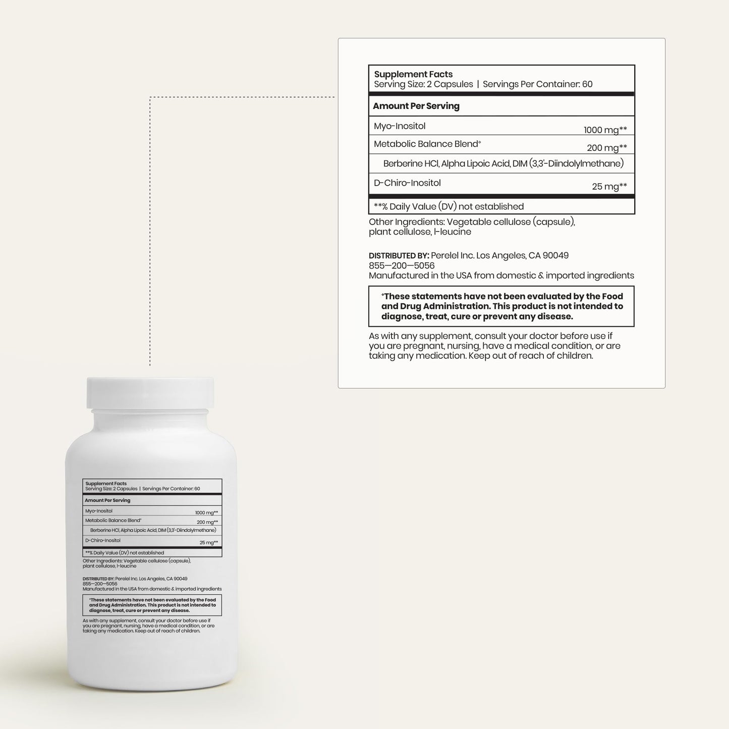 Perelel Hormone Balance Support – Myo/D-Chiro Inositol 40:1 with Berberine, DIM & ALA | 120 Capsules