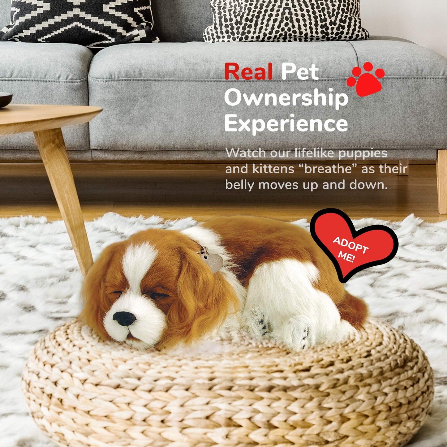 Perfect Petzzz Cavalier King Charles - Realistic Lifelike Plush Companion with 100% Handcrafted Synthetic Fur