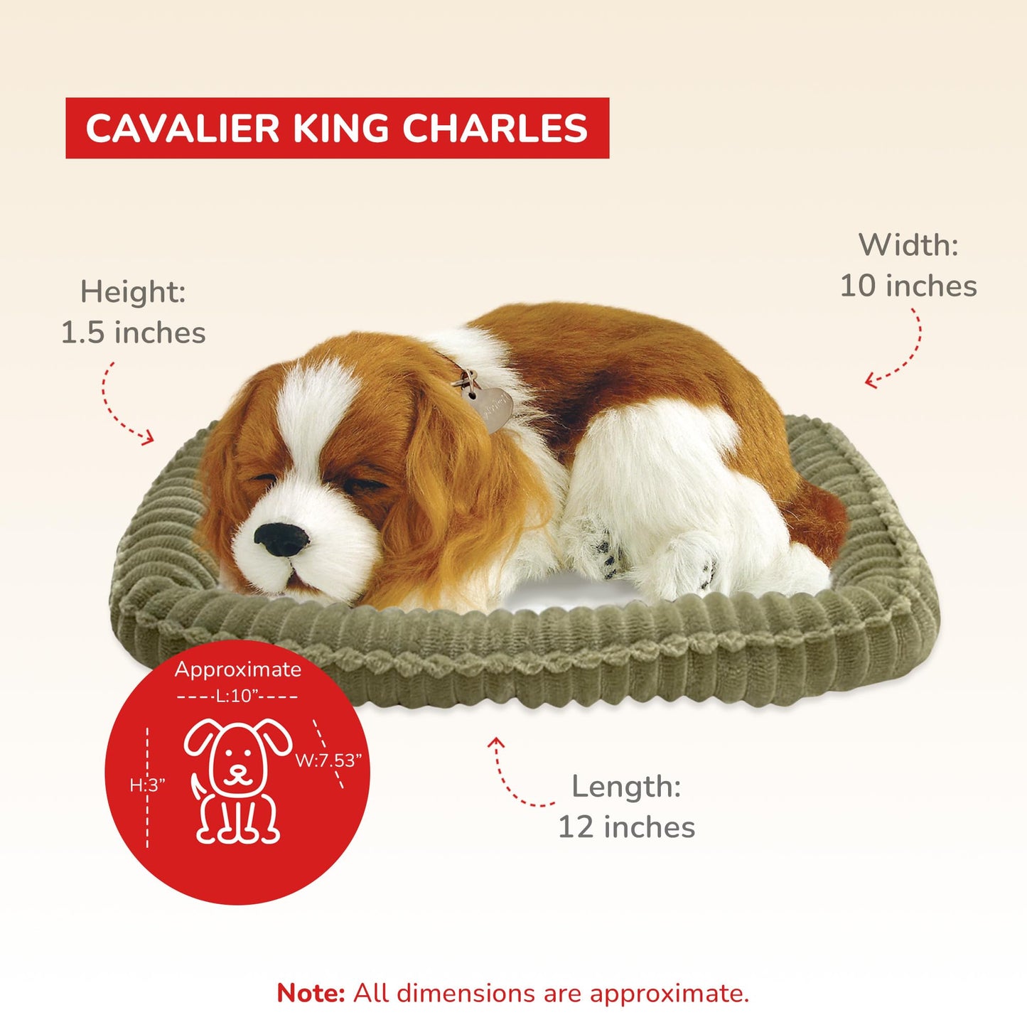 Perfect Petzzz Cavalier King Charles - Realistic Lifelike Plush Companion with 100% Handcrafted Synthetic Fur