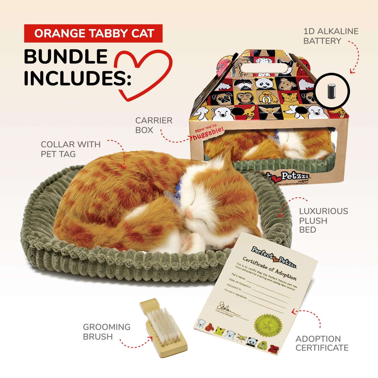 Perfect Petzzz Original Orange Tabby Cat – Realistic Interactive Stuffed Pet Toy